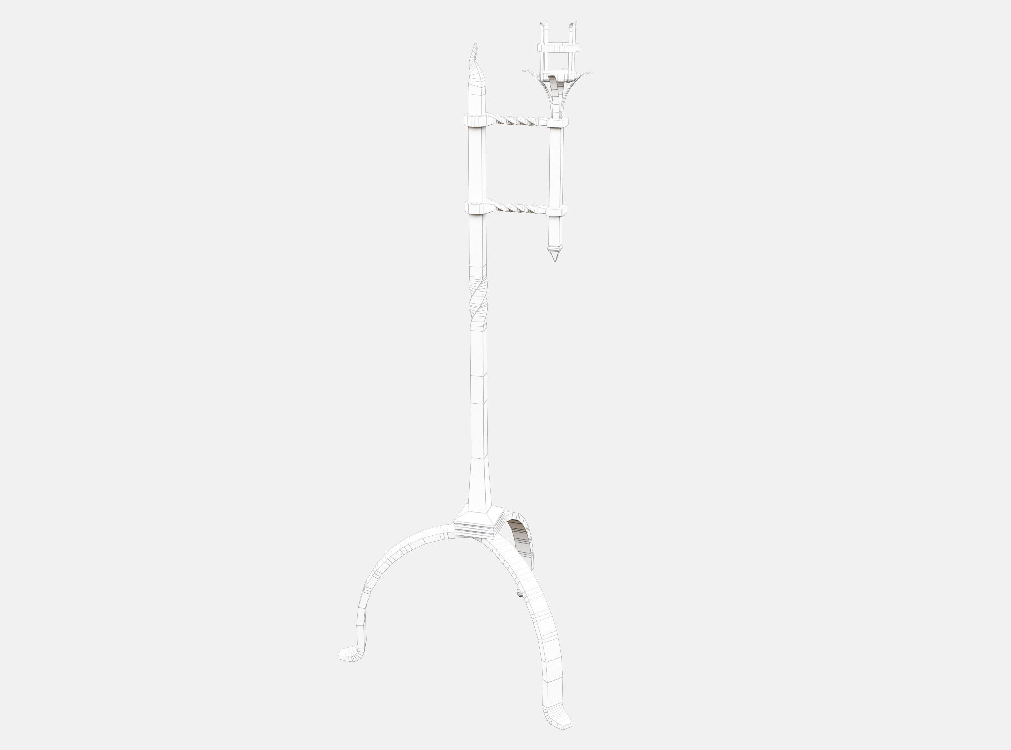 Medieval Torch Low-poly 3D model_4