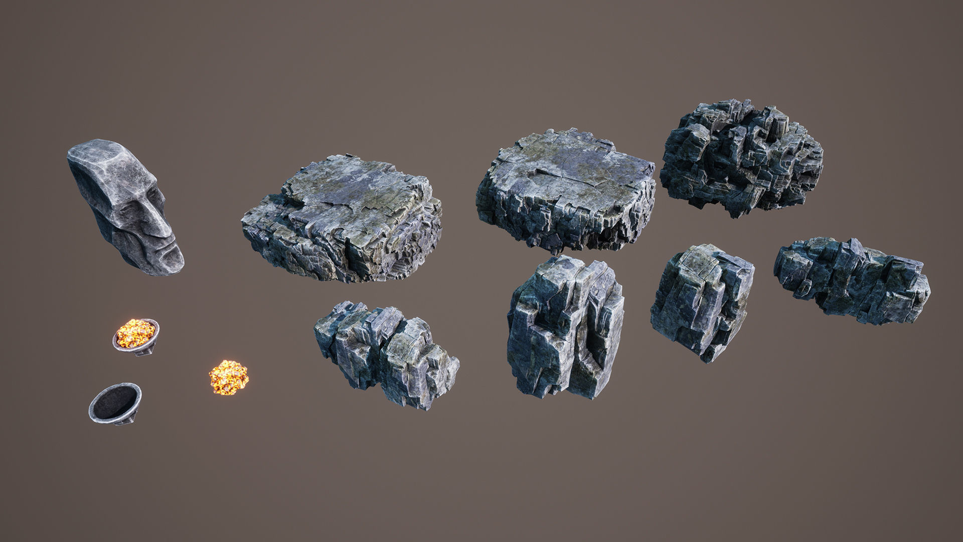 Old cliffs Low-poly 3D model_6