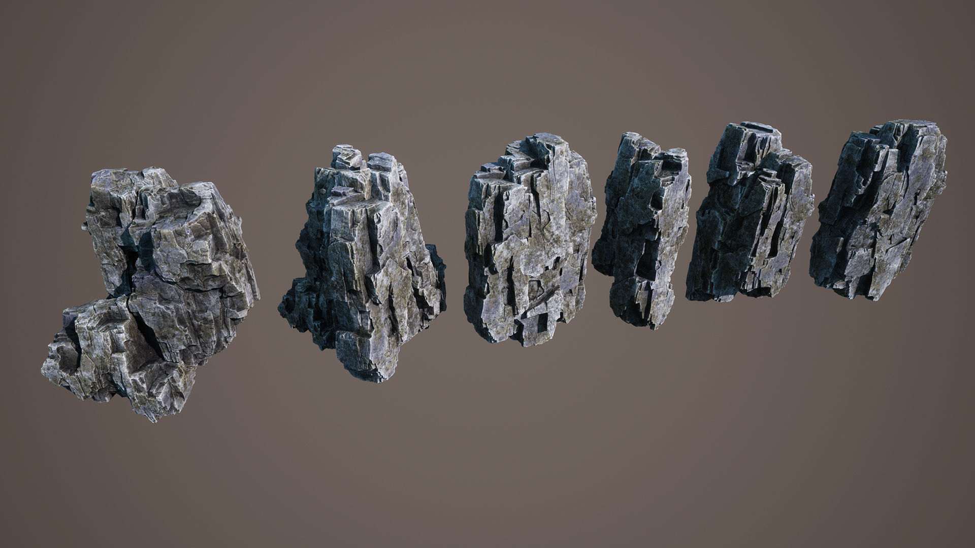 Old cliffs Low-poly 3D model_5