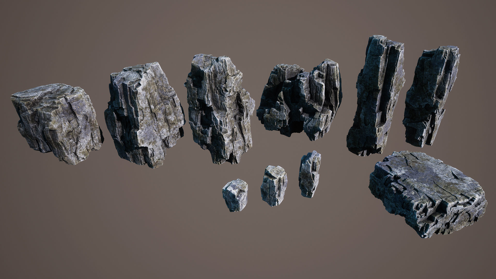 Old cliffs Low-poly 3D model_2