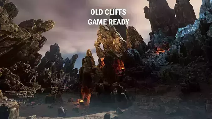 Old cliffs Low-poly 3D model