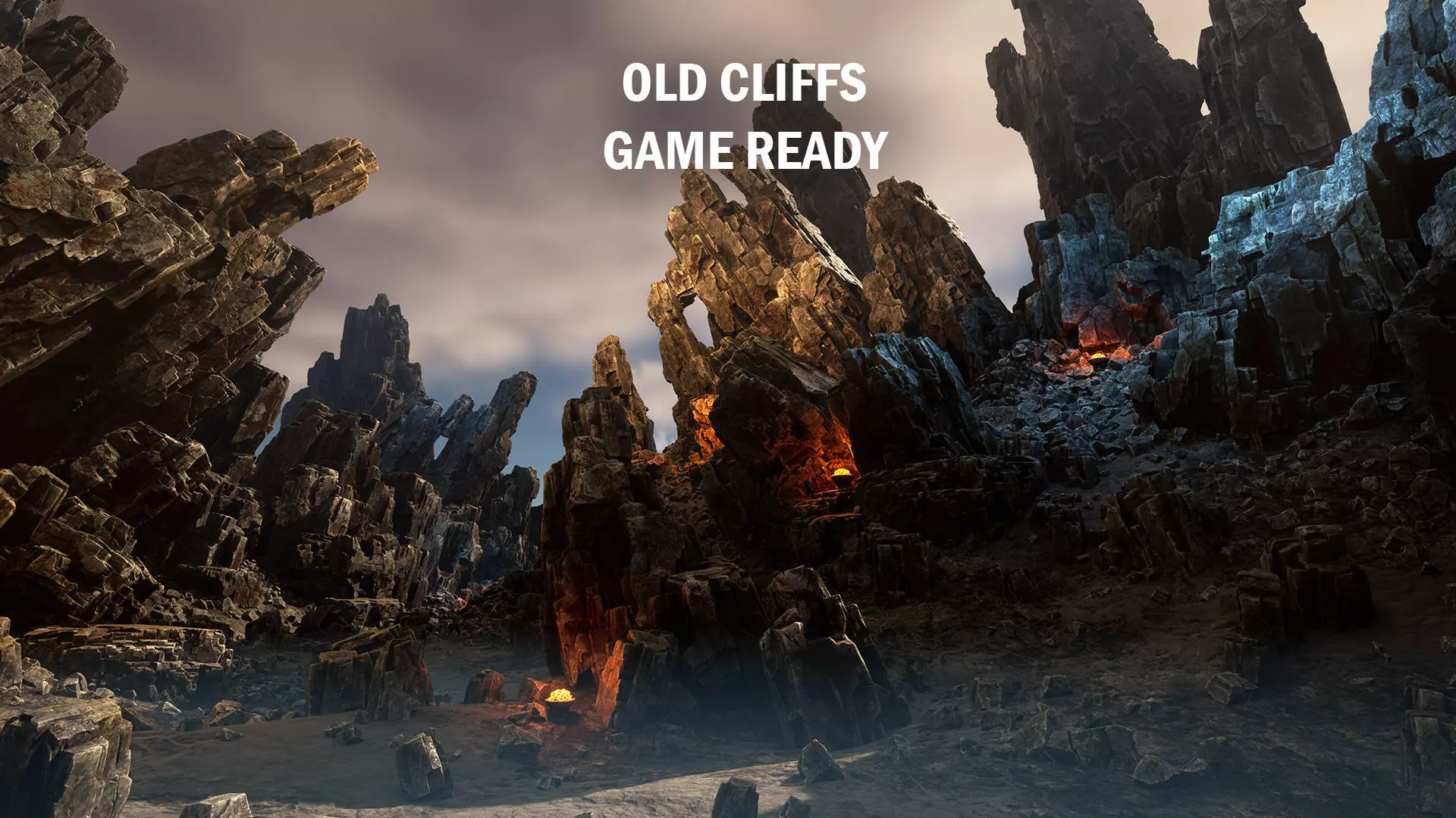 Old cliffs Low-poly 3D model_0