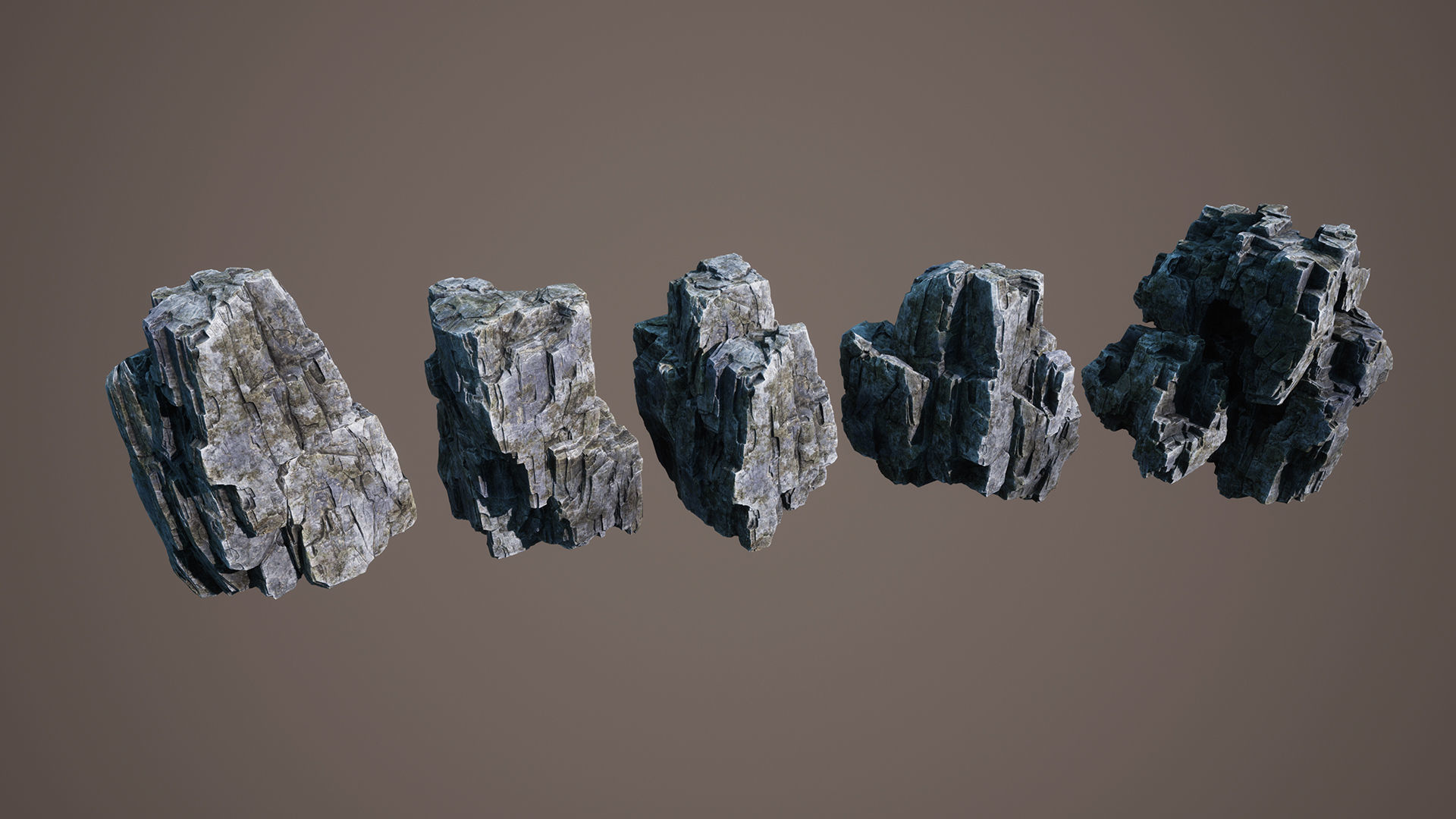 Old cliffs Low-poly 3D model_4