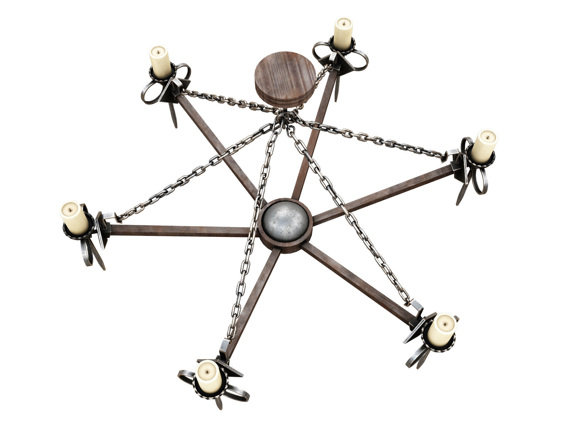 Medieval Torch Low-poly 3D model_1