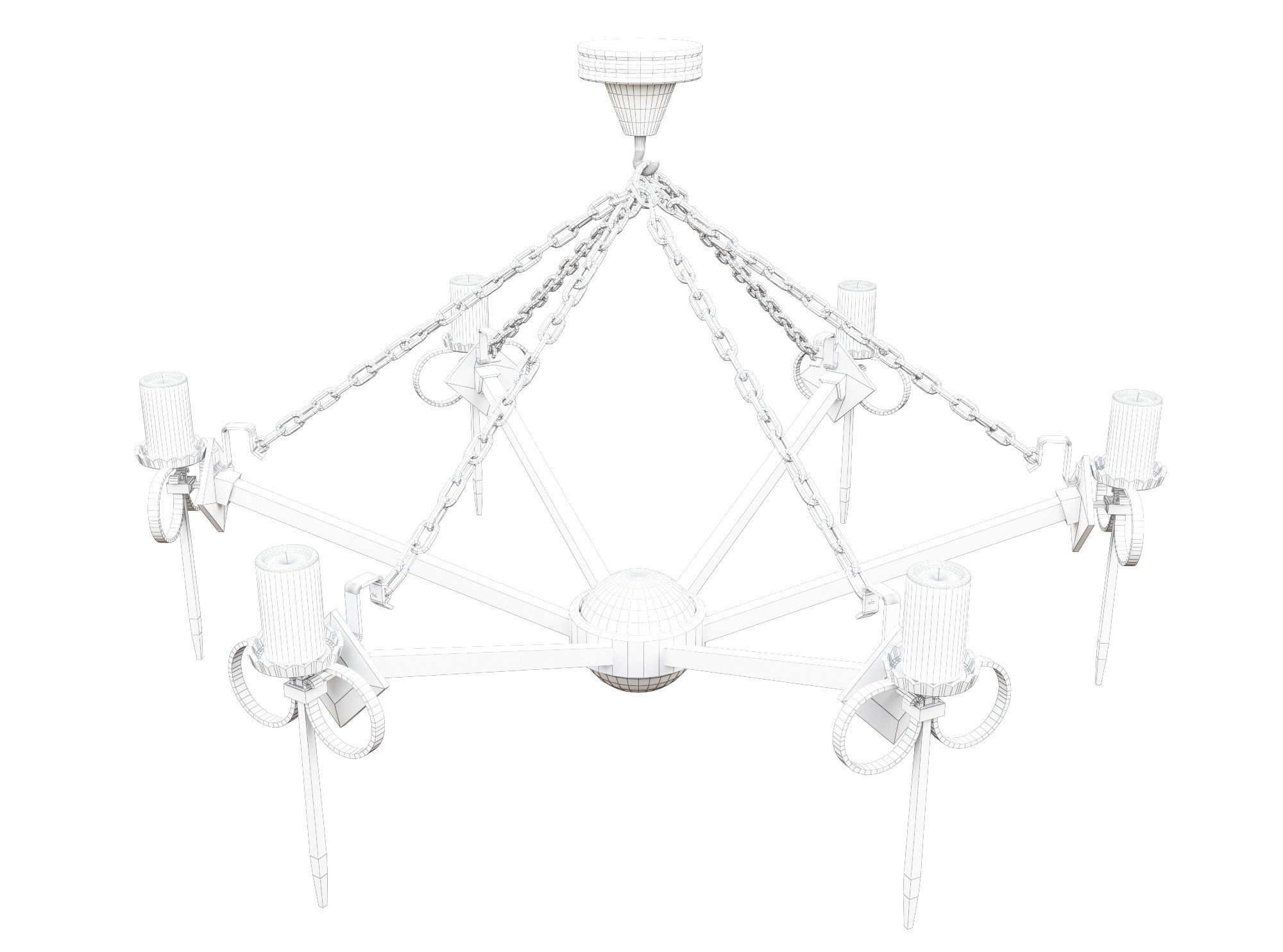 Medieval Torch Low-poly 3D model_3