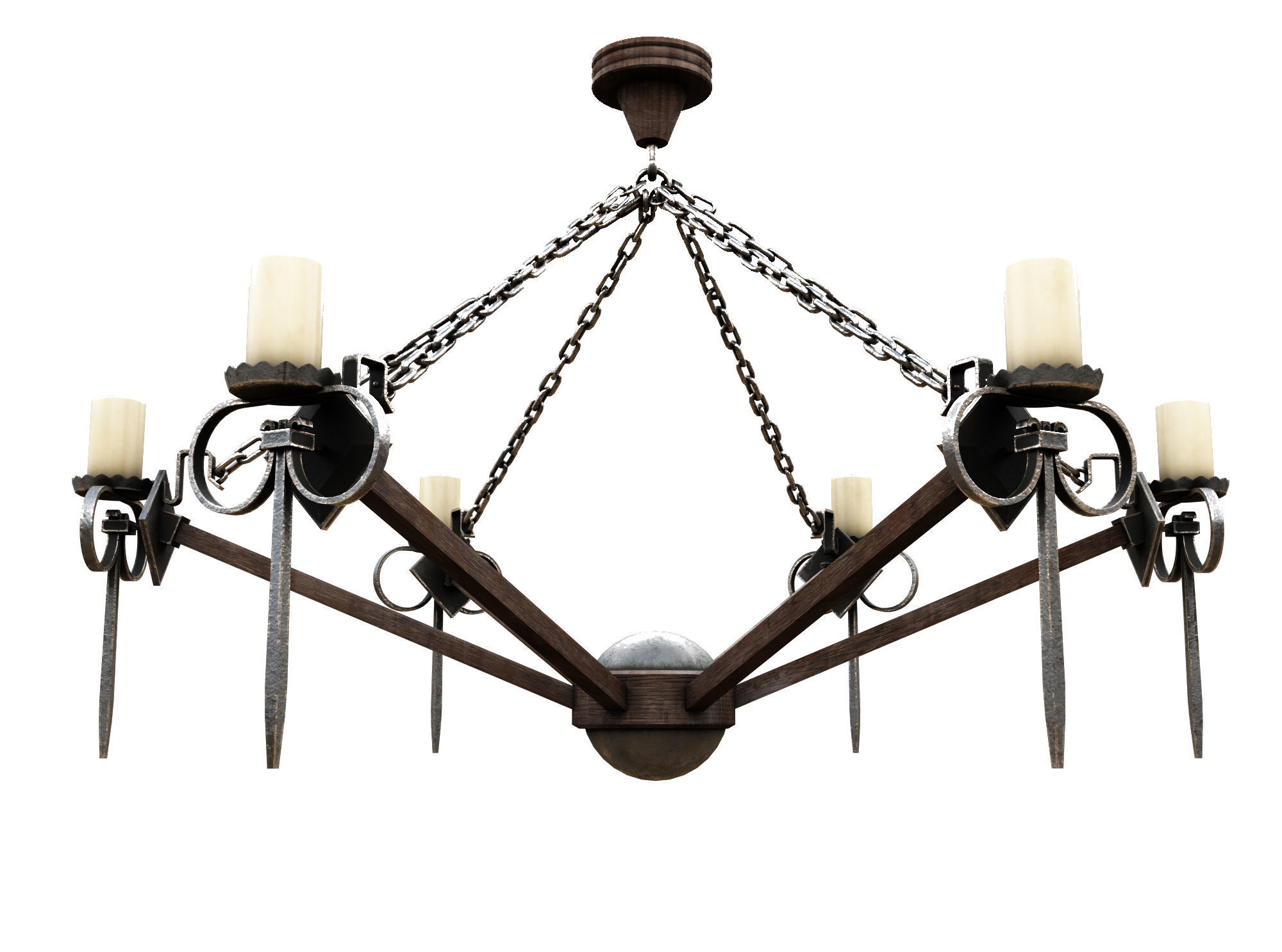 Medieval Torch Low-poly 3D model_2