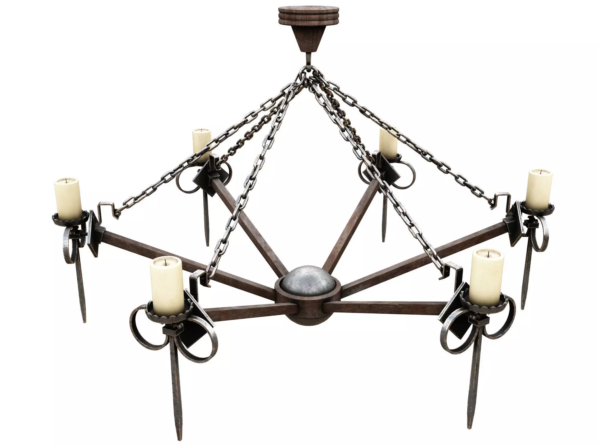 Medieval Torch Low-poly 3D model_0