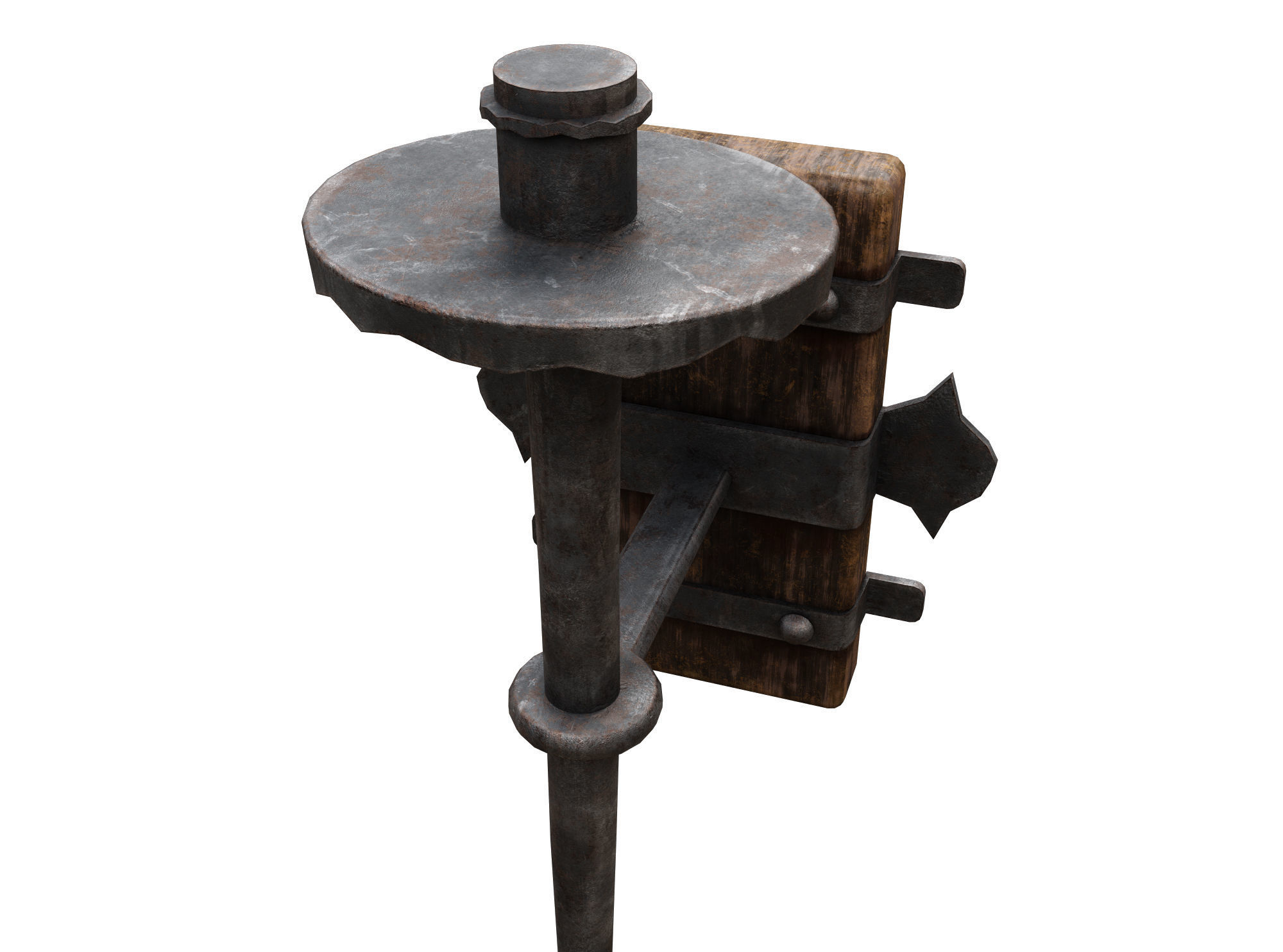 Medieval Torch  Low-poly 3D model_1