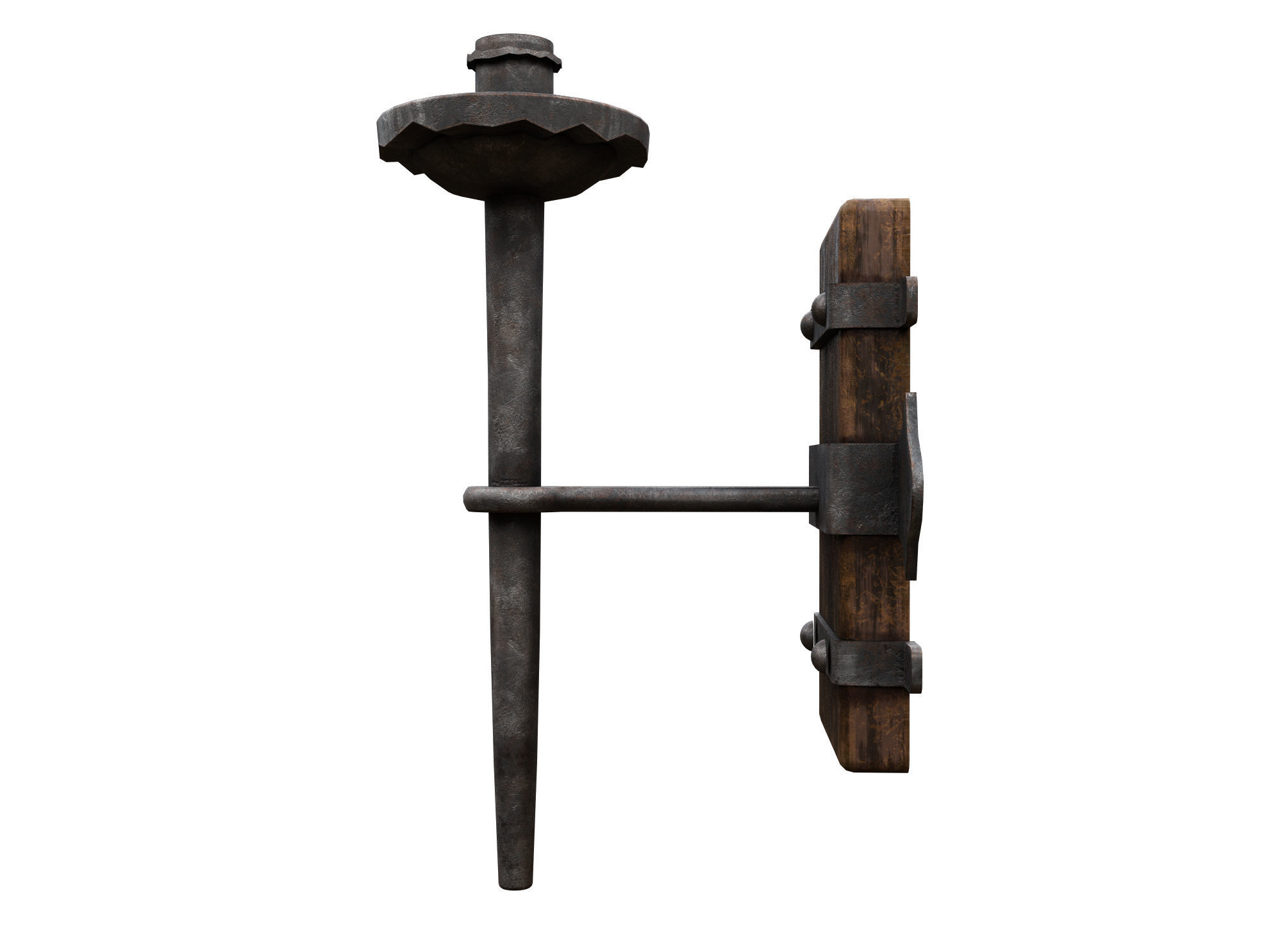 Medieval Torch  Low-poly 3D model_2