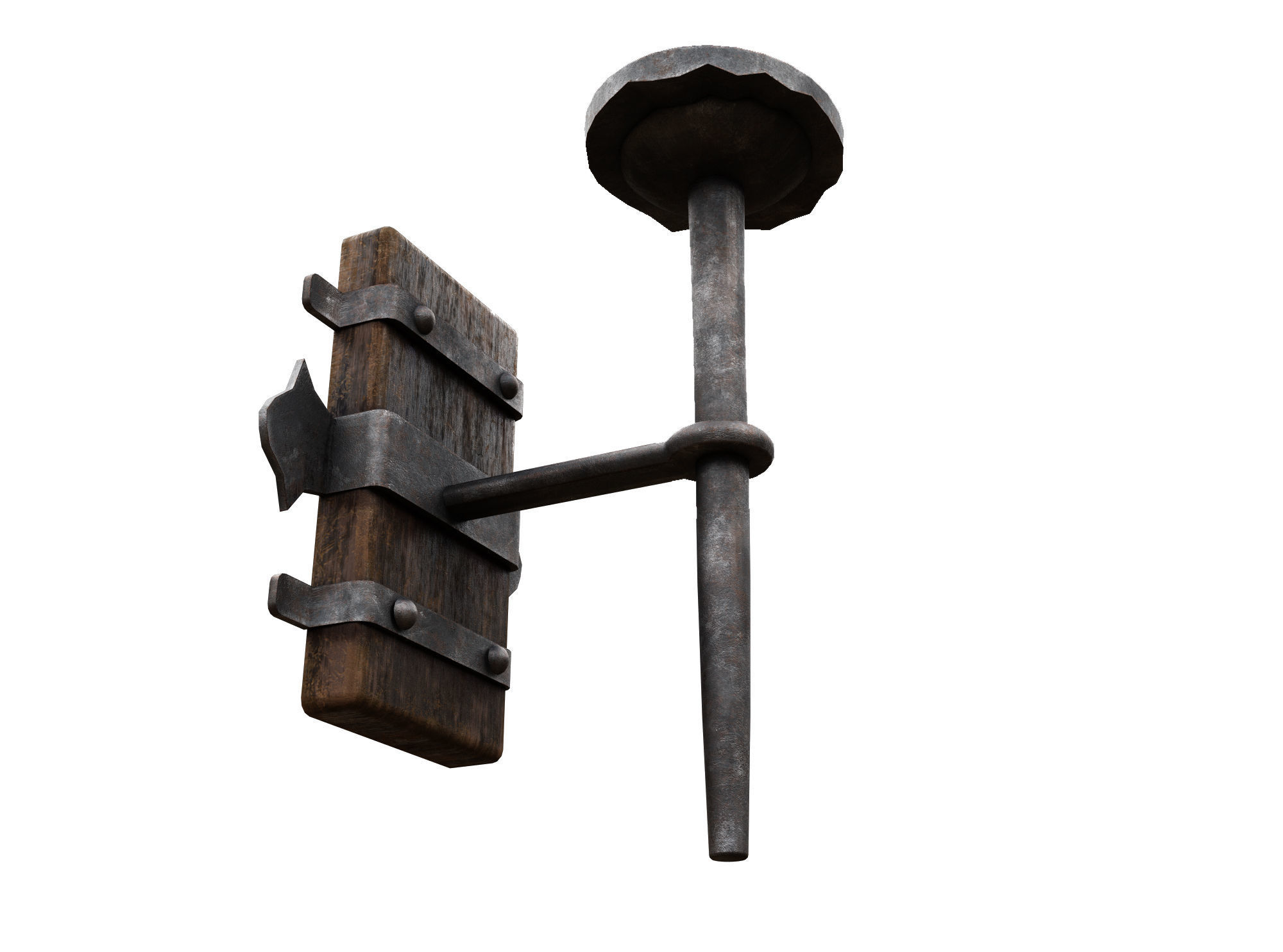Medieval Torch  Low-poly 3D model_3