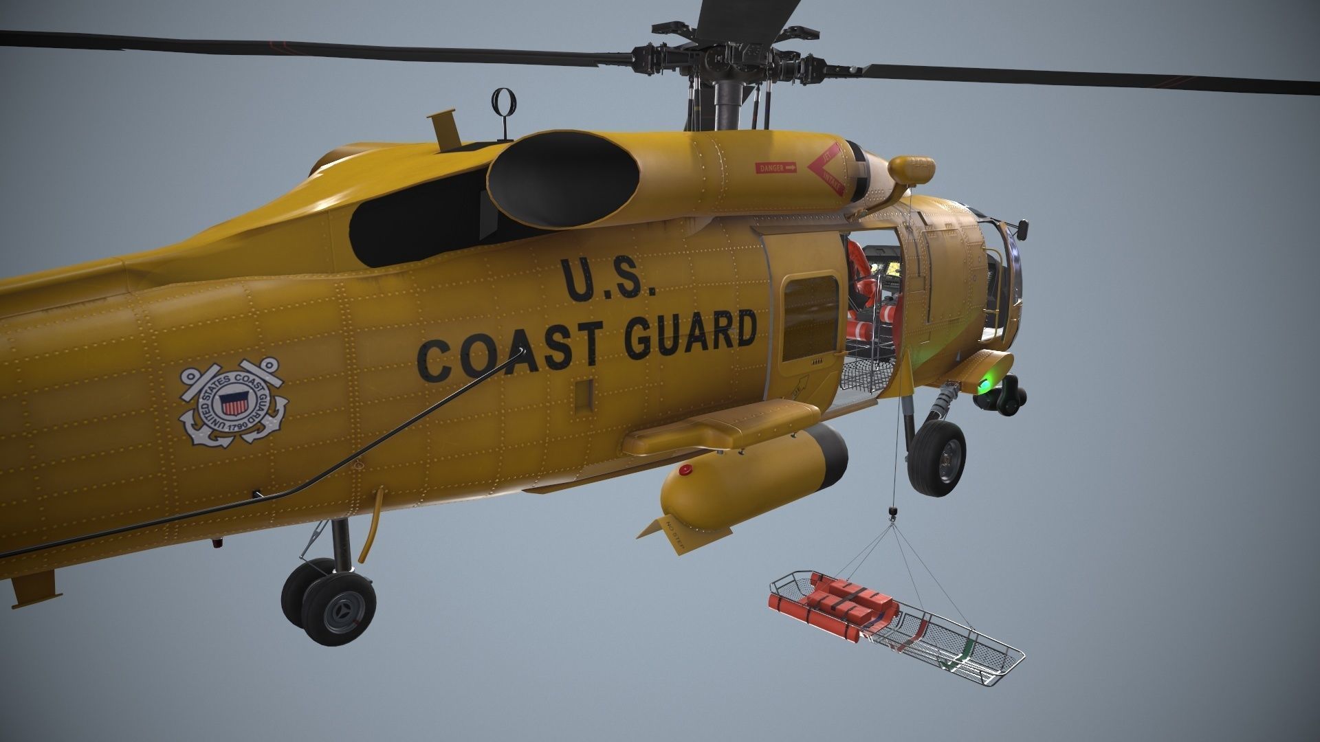 Sikorsky MH-60T Jay Hawk Complex Animation Low-poly 3D model_16