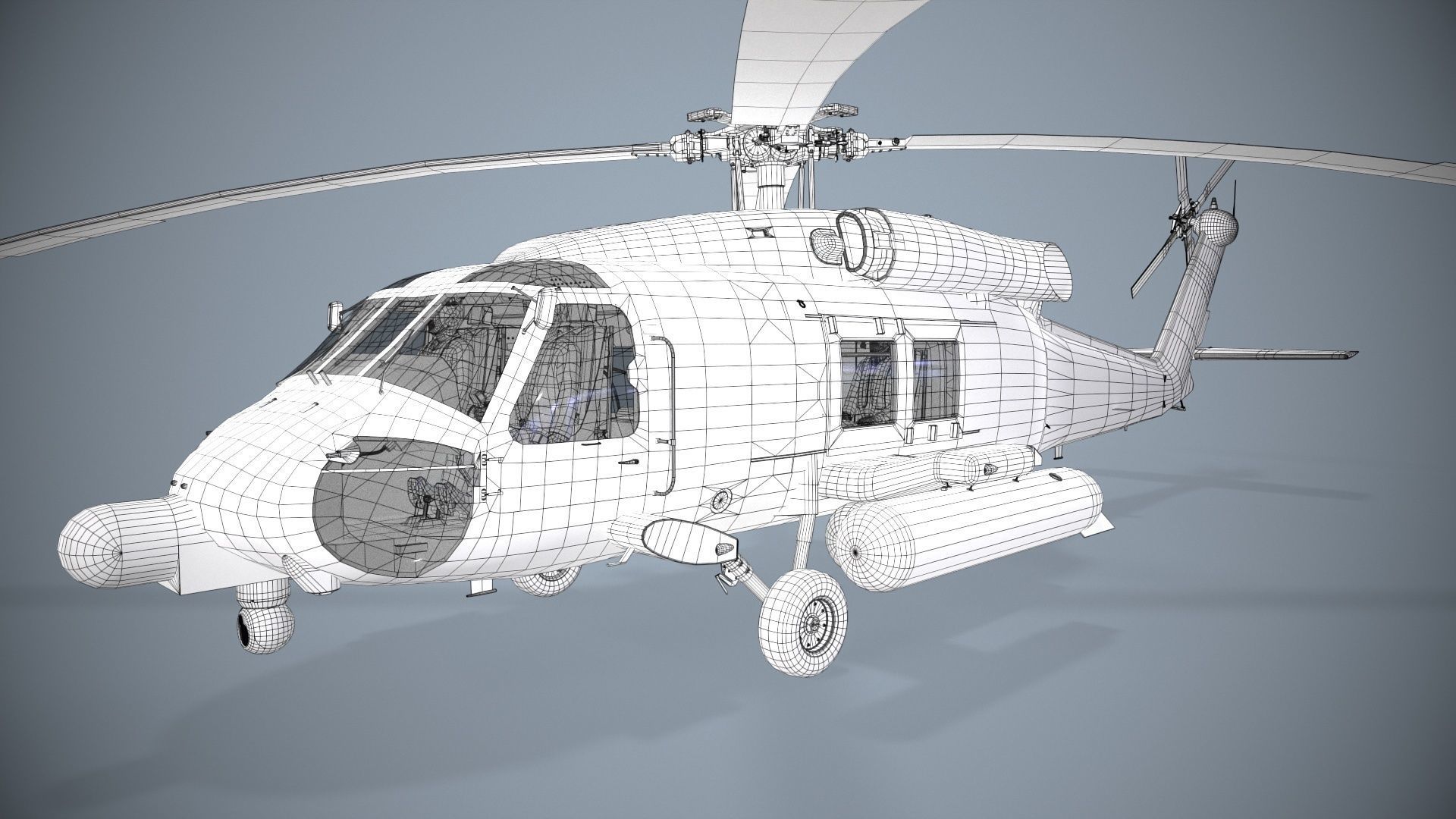 Sikorsky MH-60T Jay Hawk Complex Animation Low-poly 3D model_23