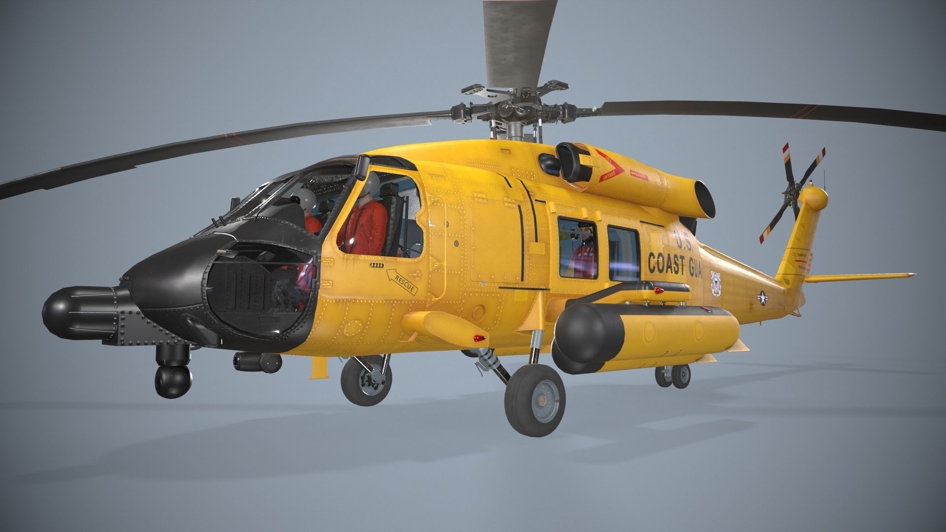 Sikorsky MH-60T Jay Hawk Complex Animation Low-poly 3D model_3