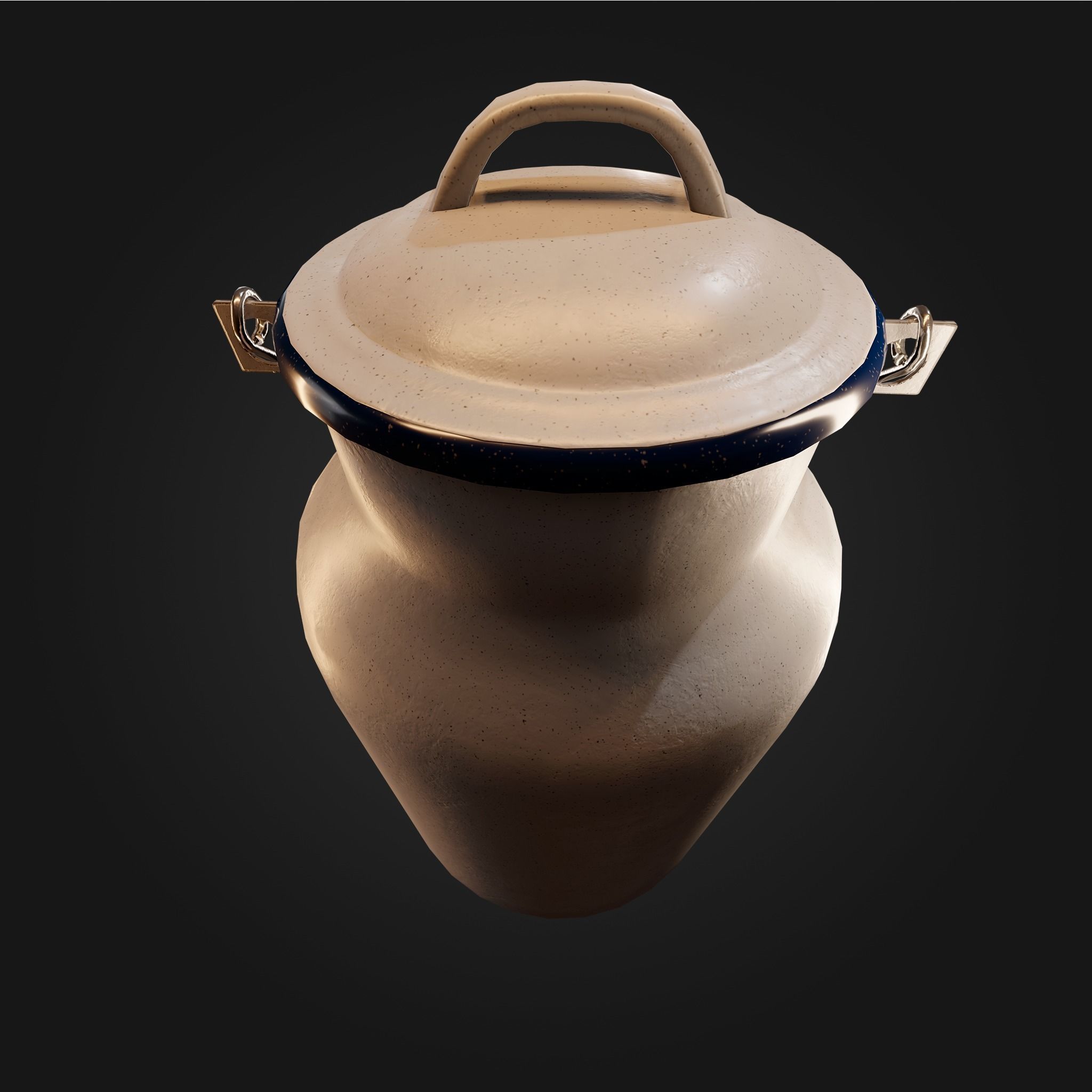 Pewter vintage cooking Pot Classic white Low Poly AR Low-poly 3D model_12