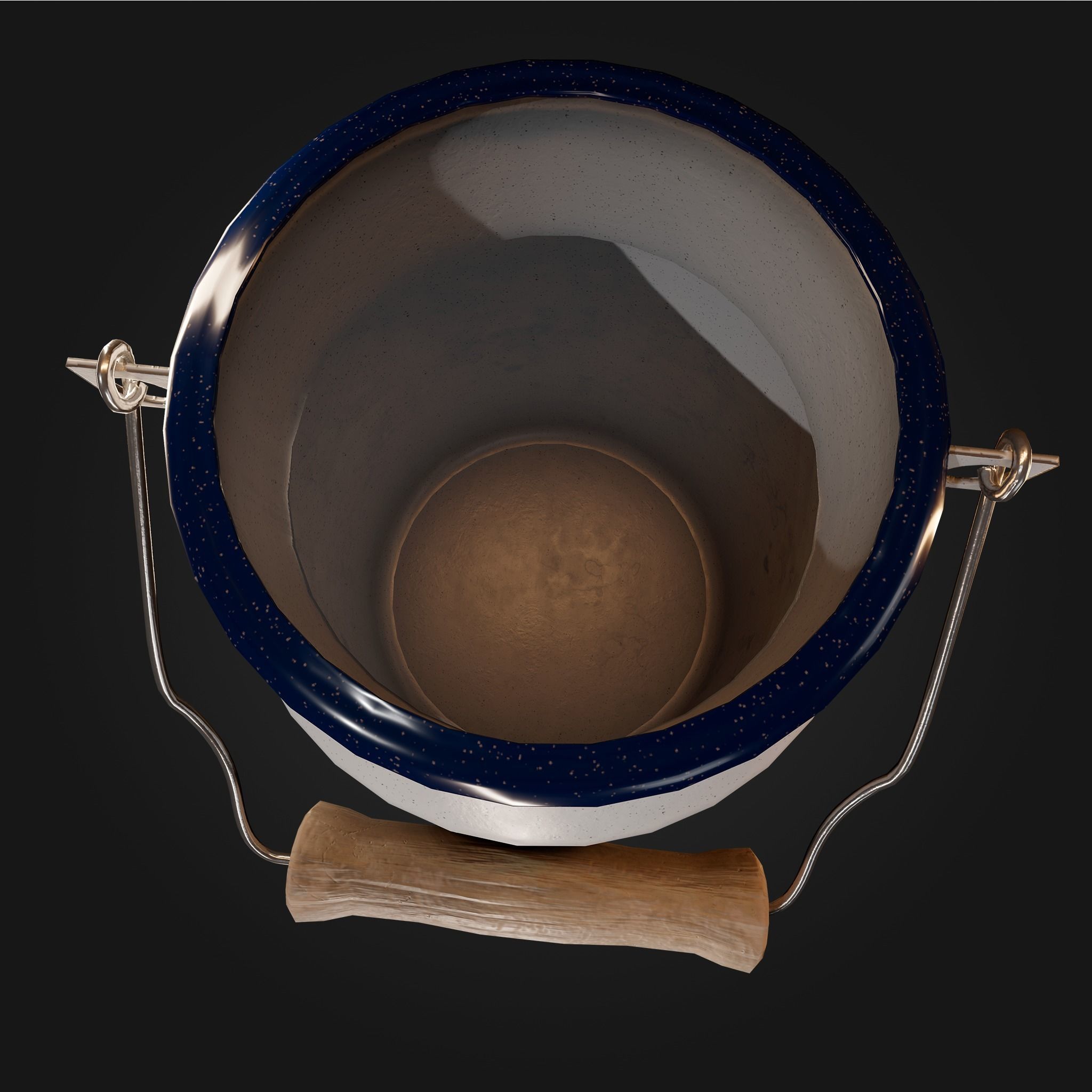 Pewter vintage cooking Pot Classic white Low Poly AR Low-poly 3D model_13