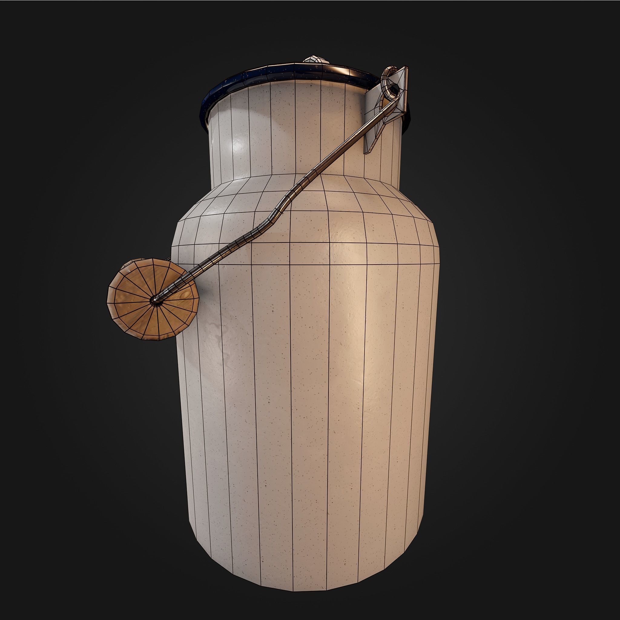 Pewter vintage cooking Pot Classic white Low Poly AR Low-poly 3D model_15