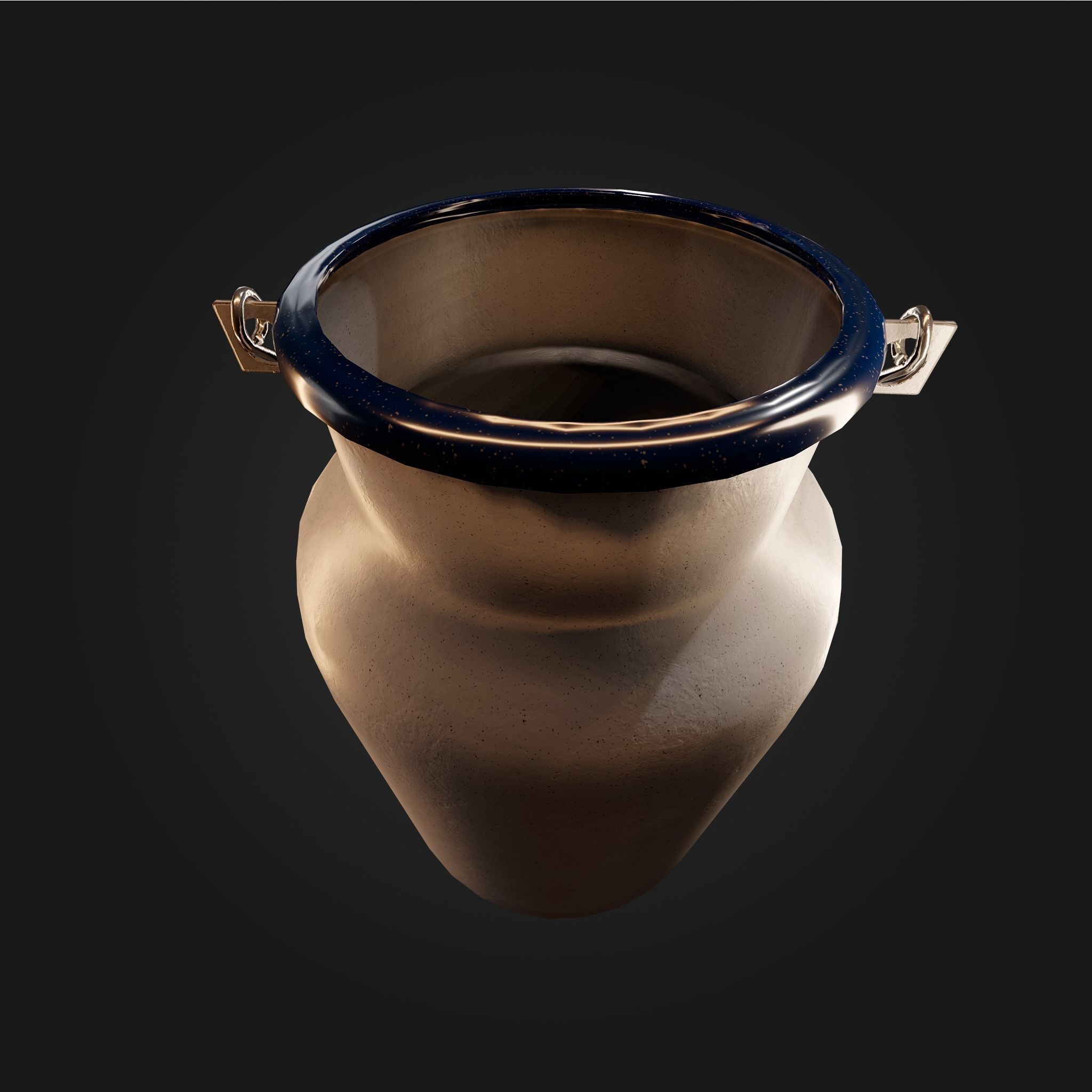 Pewter vintage cooking Pot Classic white Low Poly AR Low-poly 3D model_5