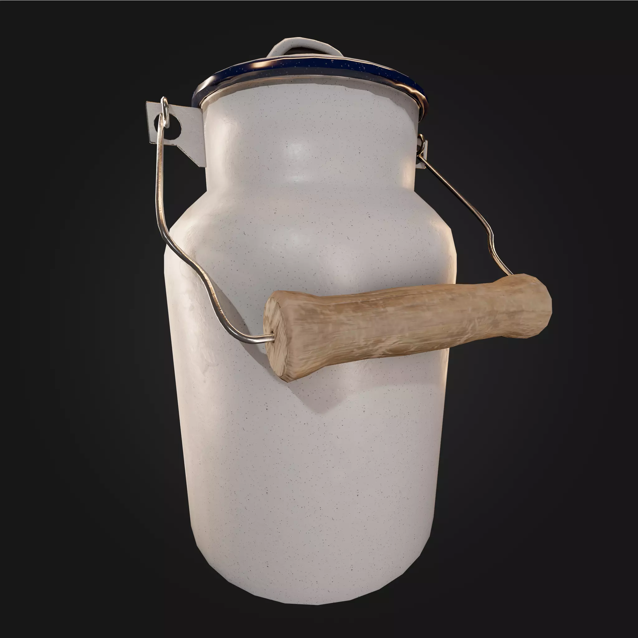 Pewter vintage cooking Pot Classic white Low Poly AR Low-poly 3D model_0