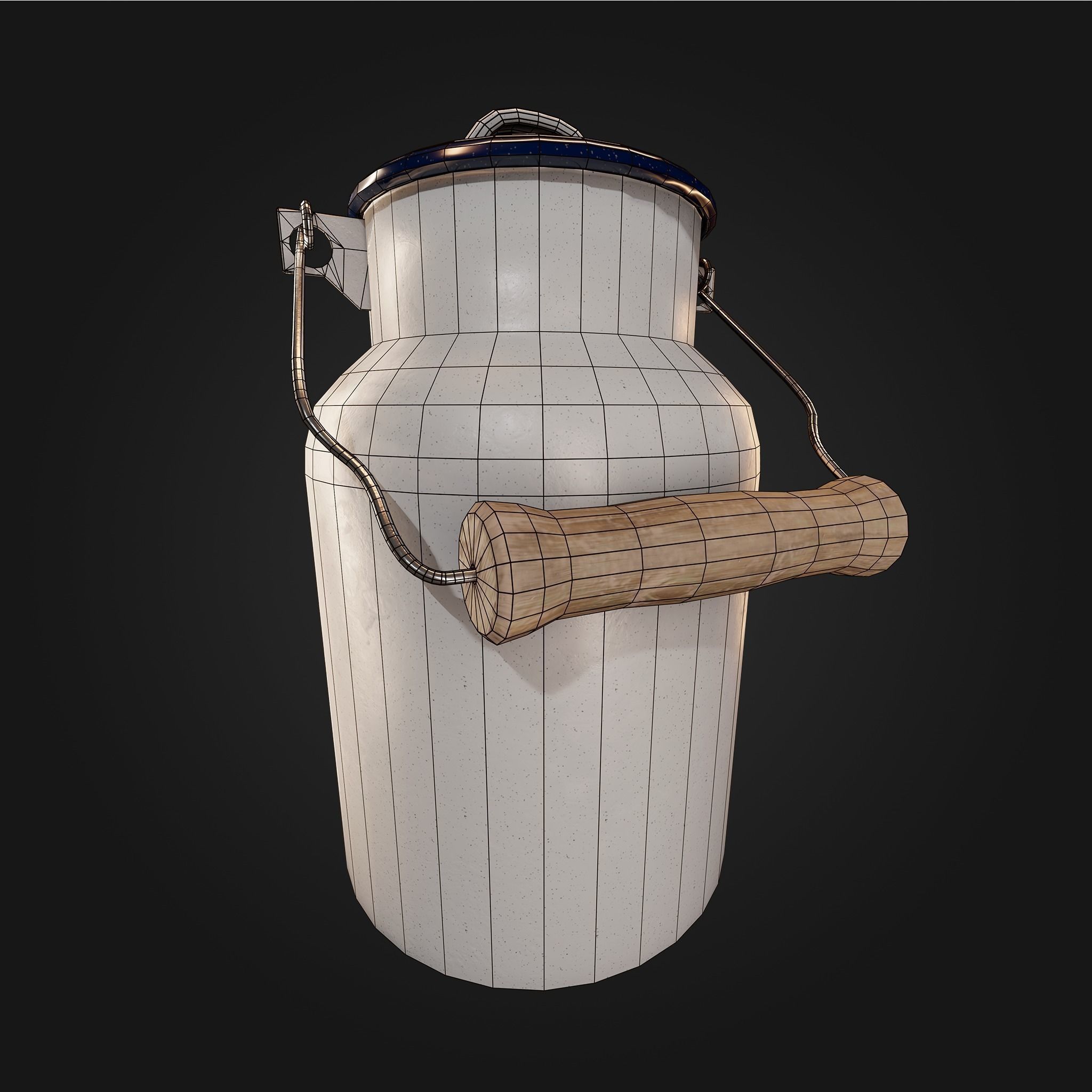 Pewter vintage cooking Pot Classic white Low Poly AR Low-poly 3D model_14