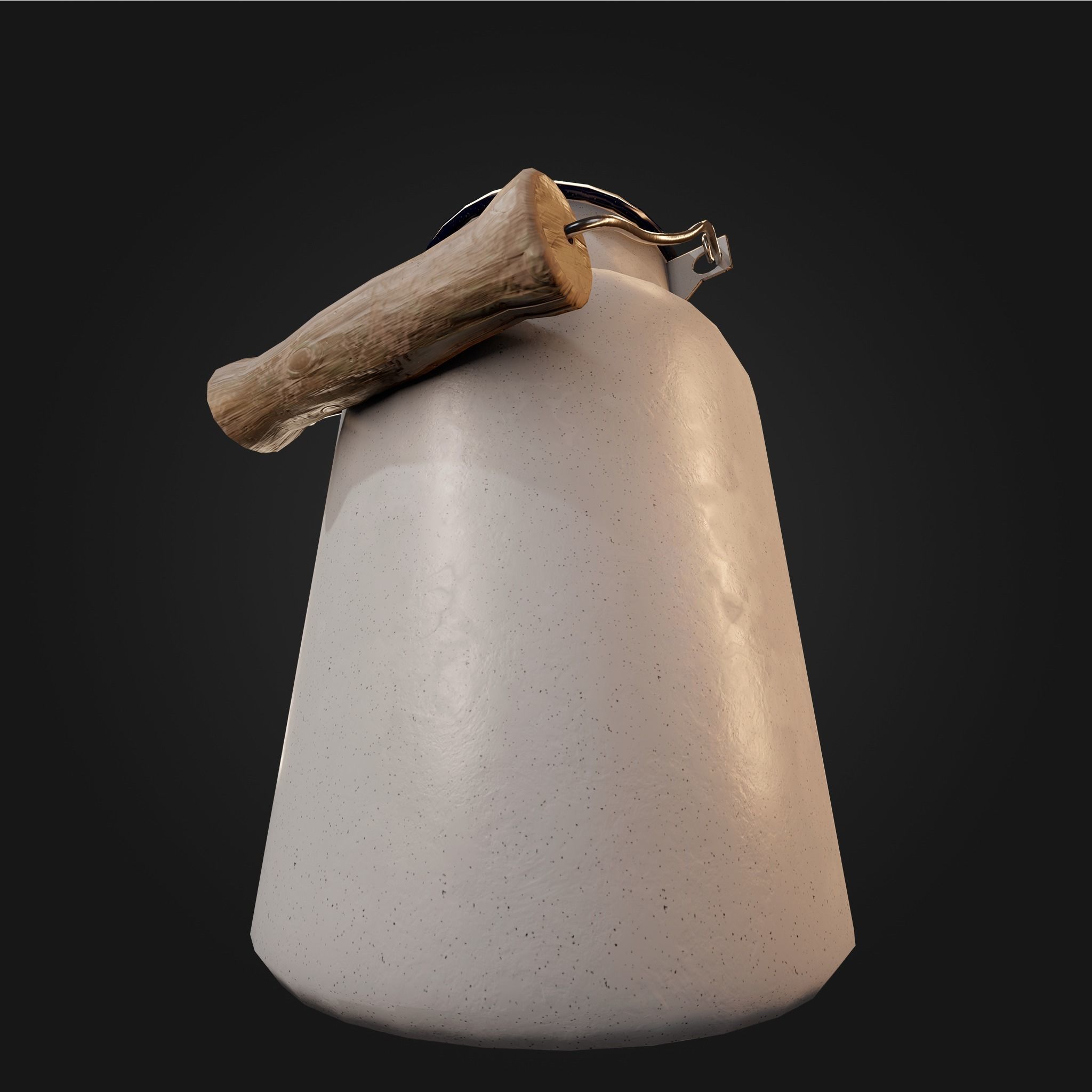 Pewter vintage cooking Pot Classic white Low Poly AR Low-poly 3D model_3