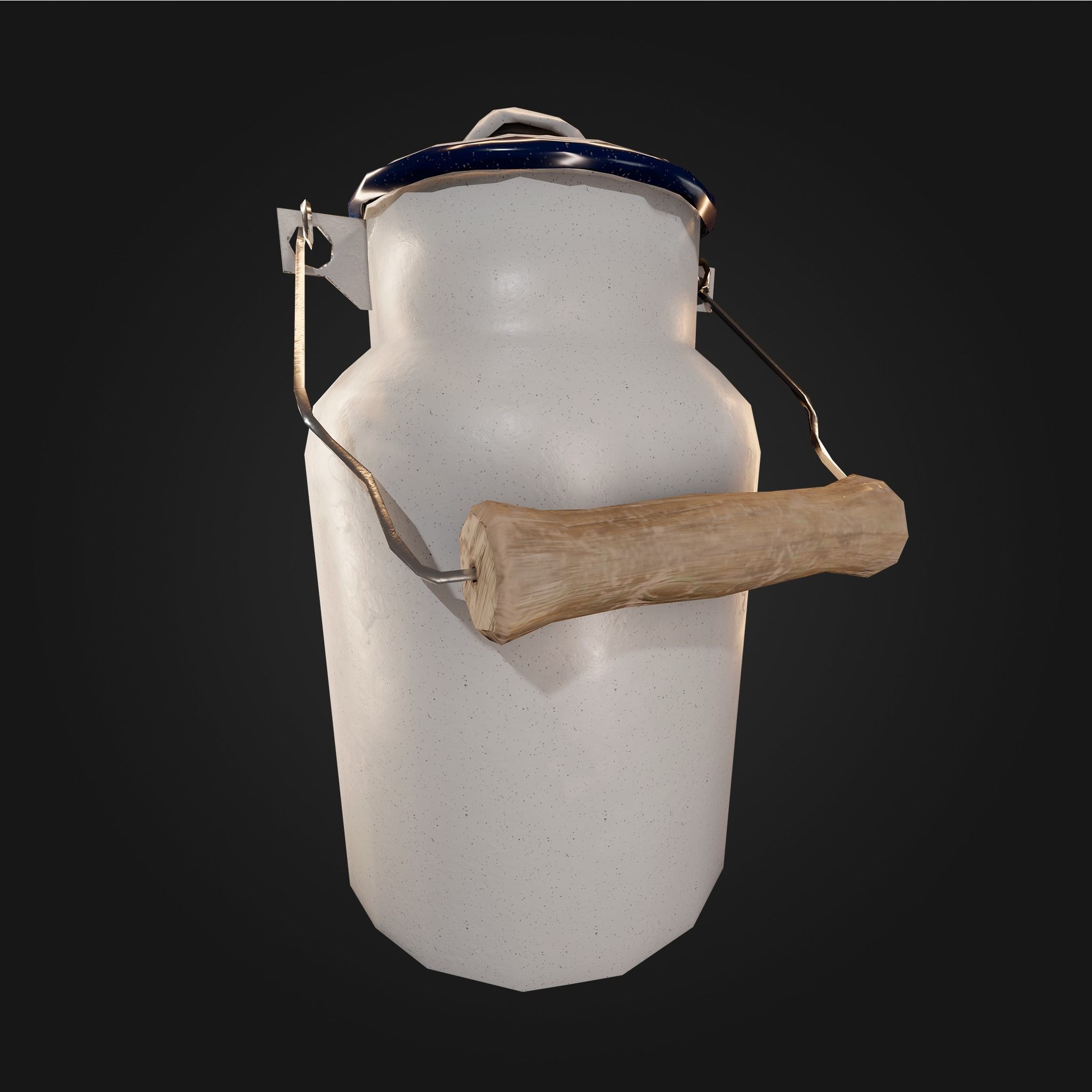 Pewter vintage cooking Pot Classic white Low Poly AR Low-poly 3D model_4