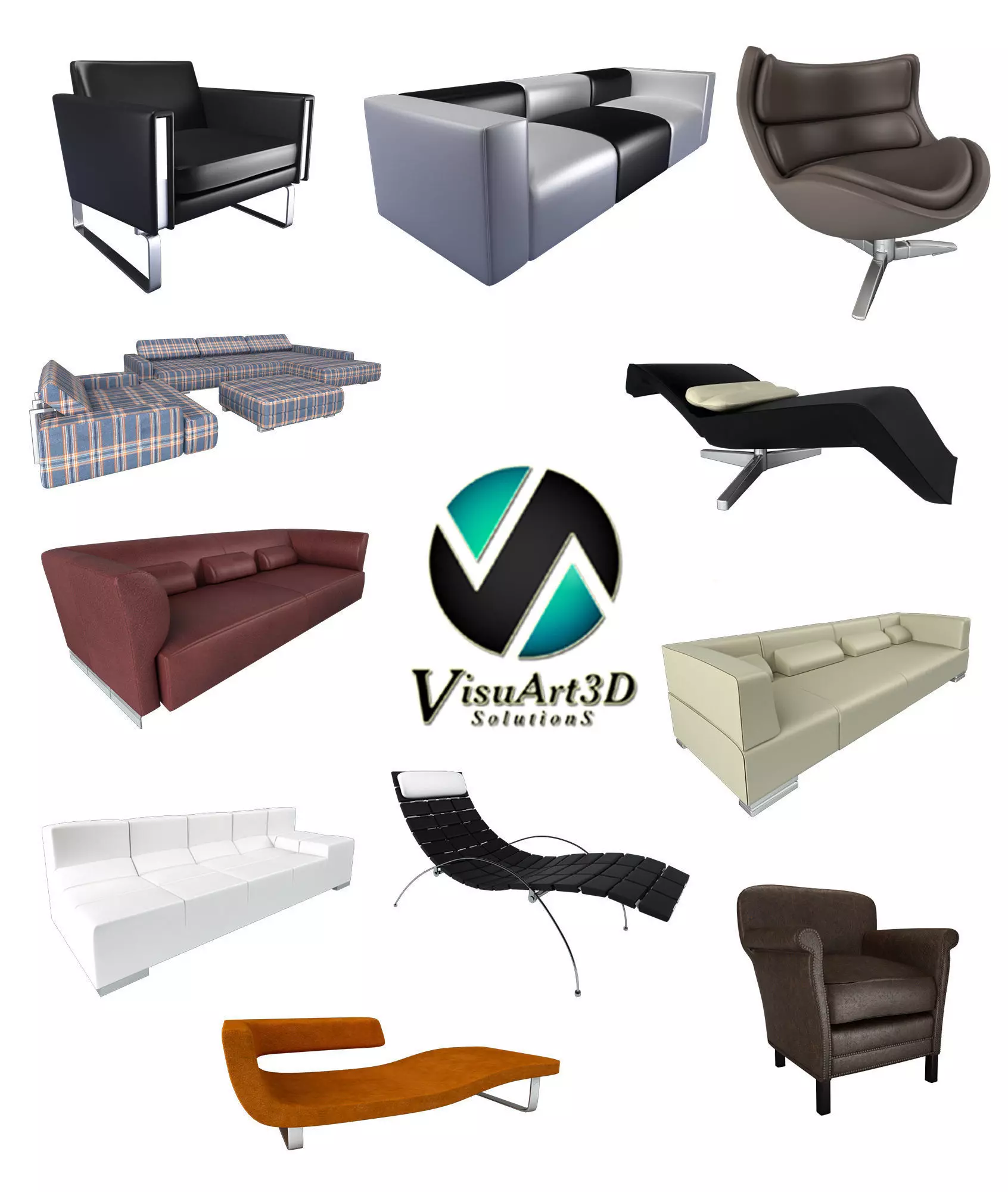 Sofa collection 2 leather 3D model