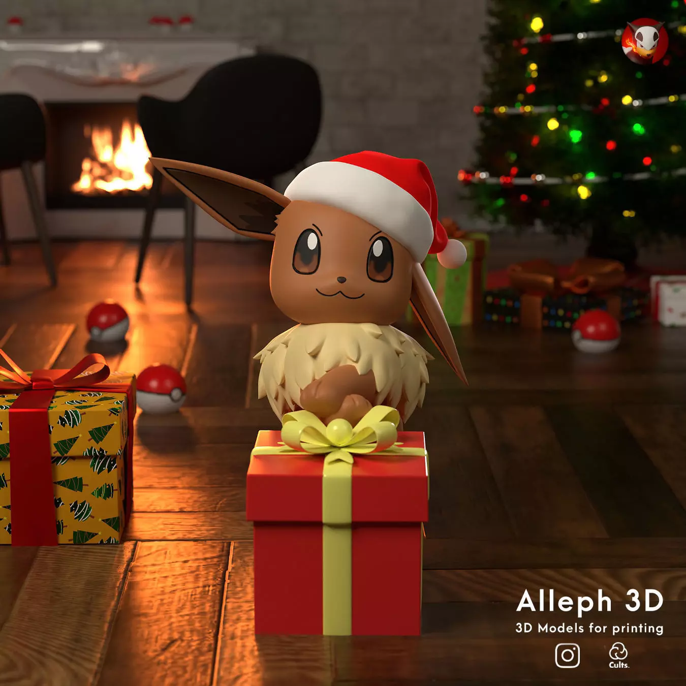 Pokemon eevee christmas 3D print model_0