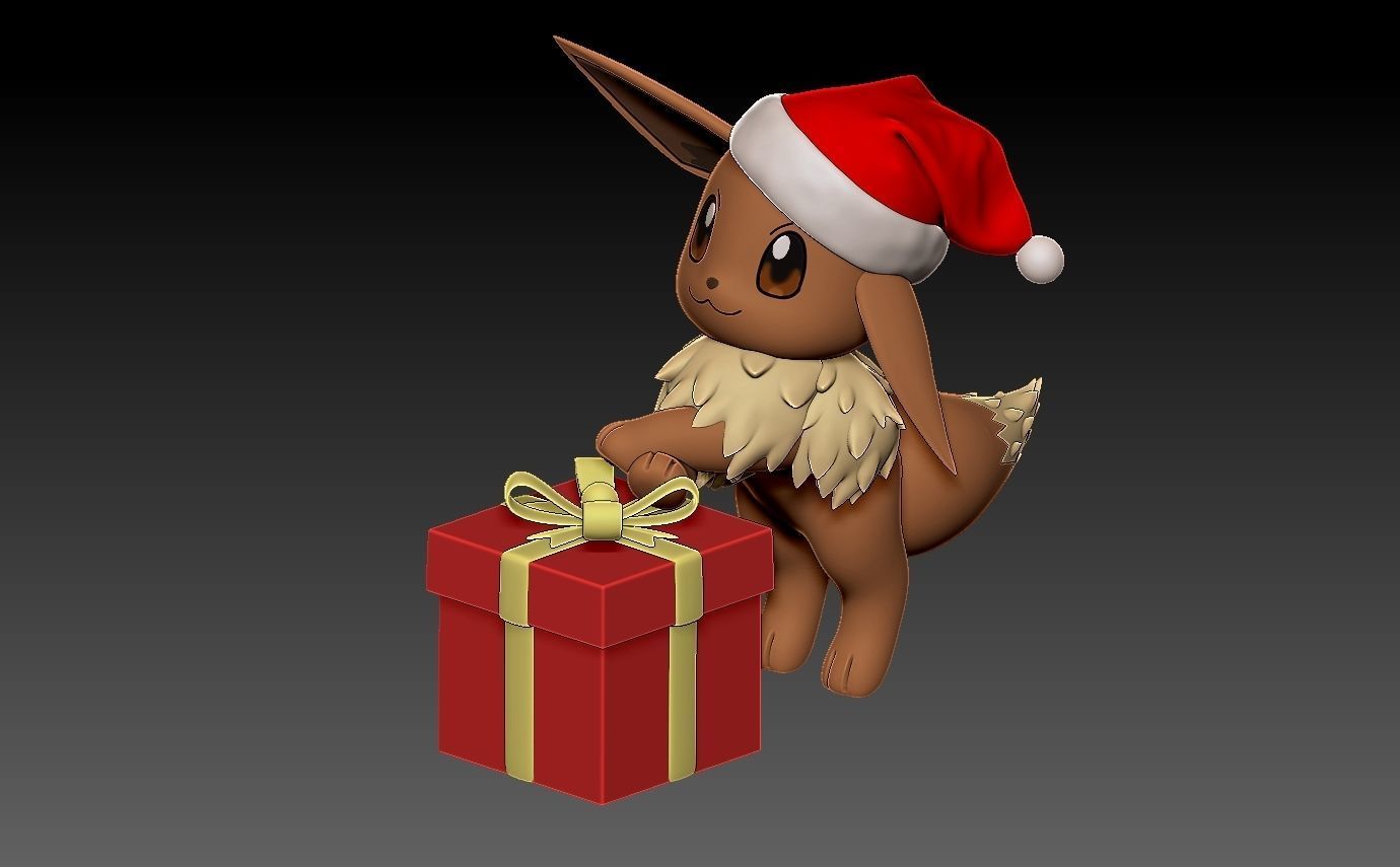 Pokemon eevee christmas 3D print model_13
