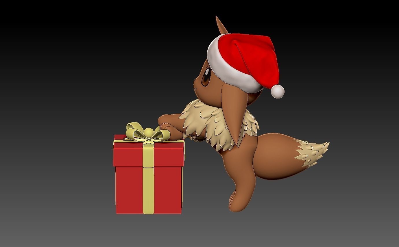 Pokemon eevee christmas 3D print model_11