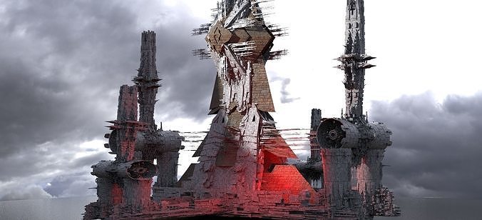 Sci-Fi Ramesses Great pyramid under construction 3  Low-poly 3D model