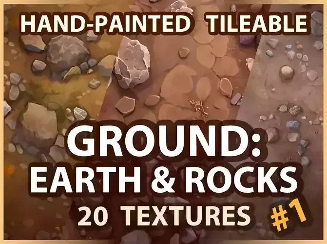 Ground - Earth and Rocks - 20 TEXTURES - Hand-painted -PACK 1---