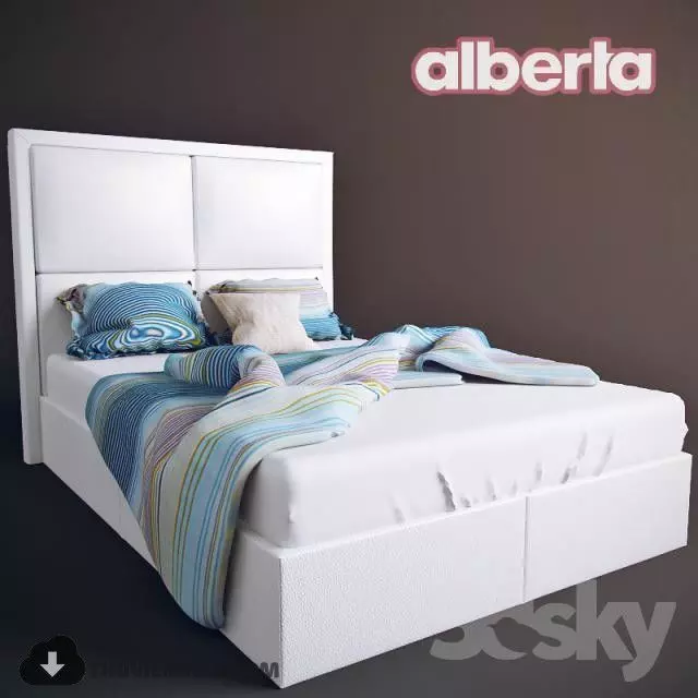 Modern Bed Low-poly 3D model_0