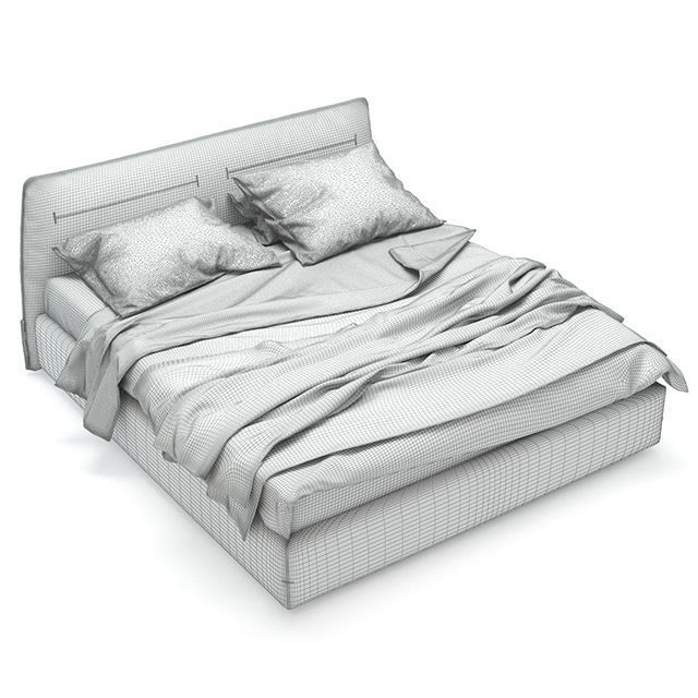 Modern Bed Low-poly 3D model_1