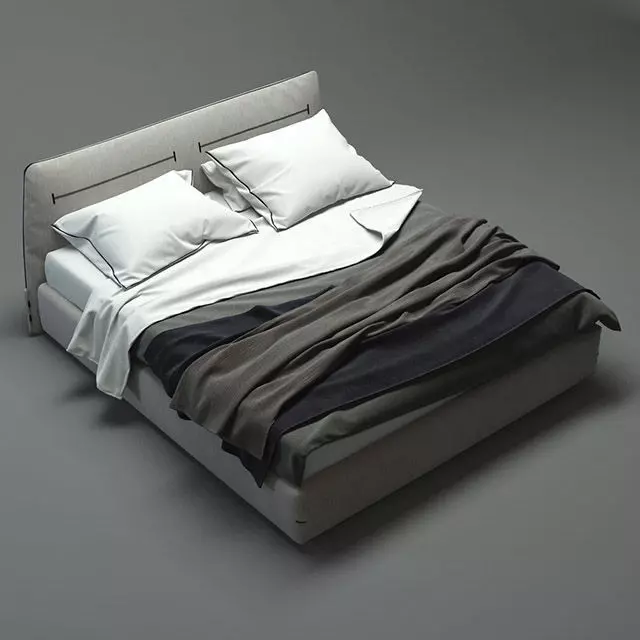 Modern Bed Low-poly 3D model_0
