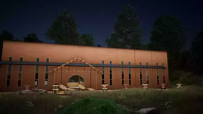 Japanese MainGate Wall- Idle Low Poly Model