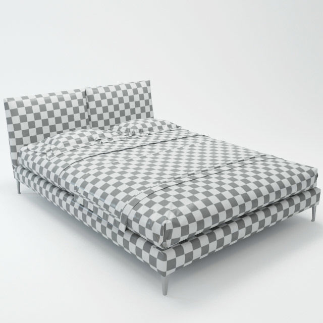 Modern Bed Low-poly 3D model_1