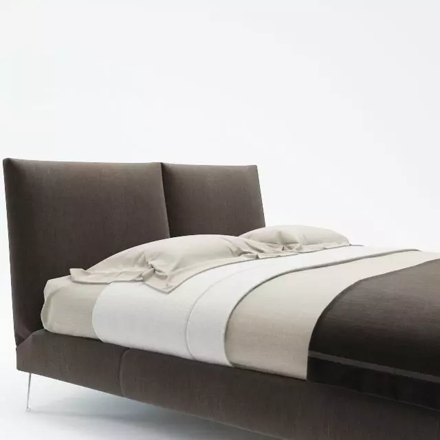 Modern Bed Low-poly 3D model_0