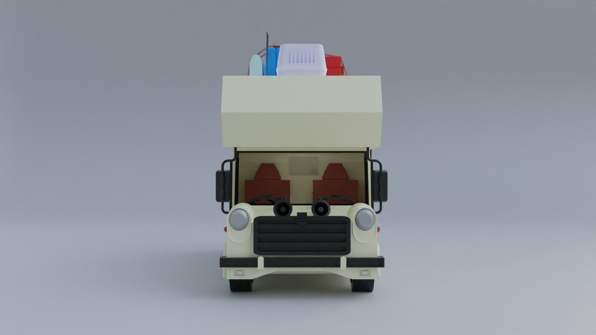 Traveling Van Low-poly 3D model_4