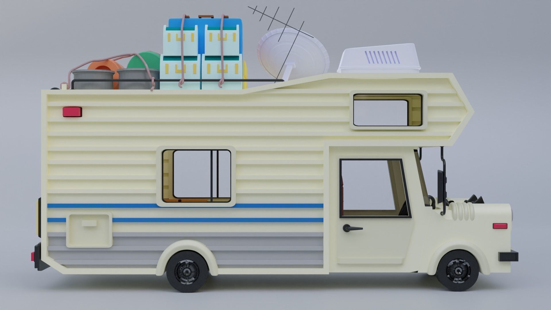 Traveling Van Low-poly 3D model_3