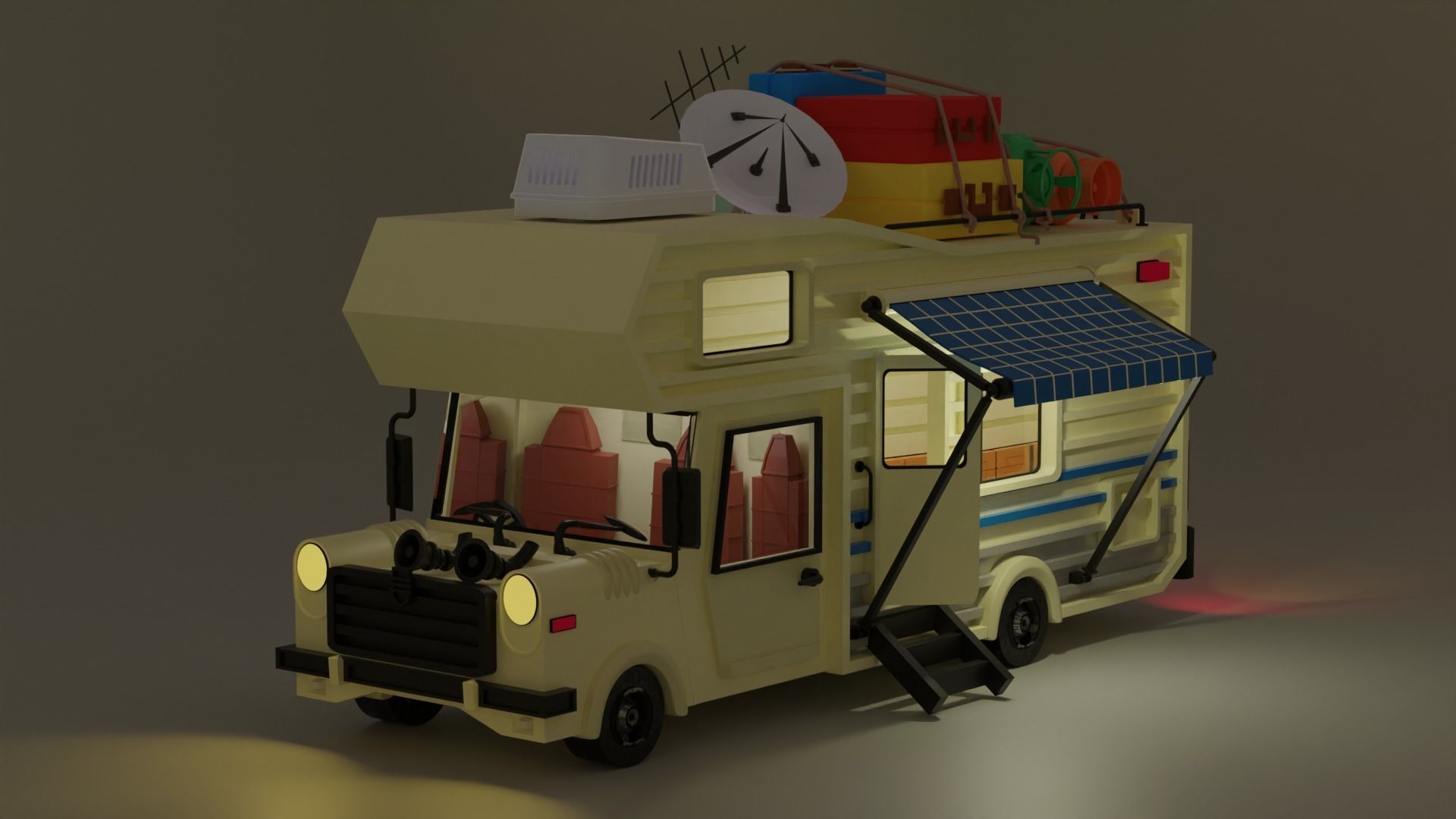 Traveling Van Low-poly 3D model_1