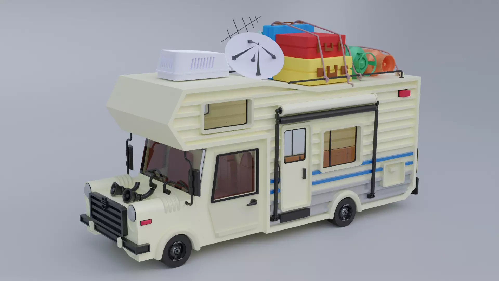 Traveling Van Low-poly 3D model_0