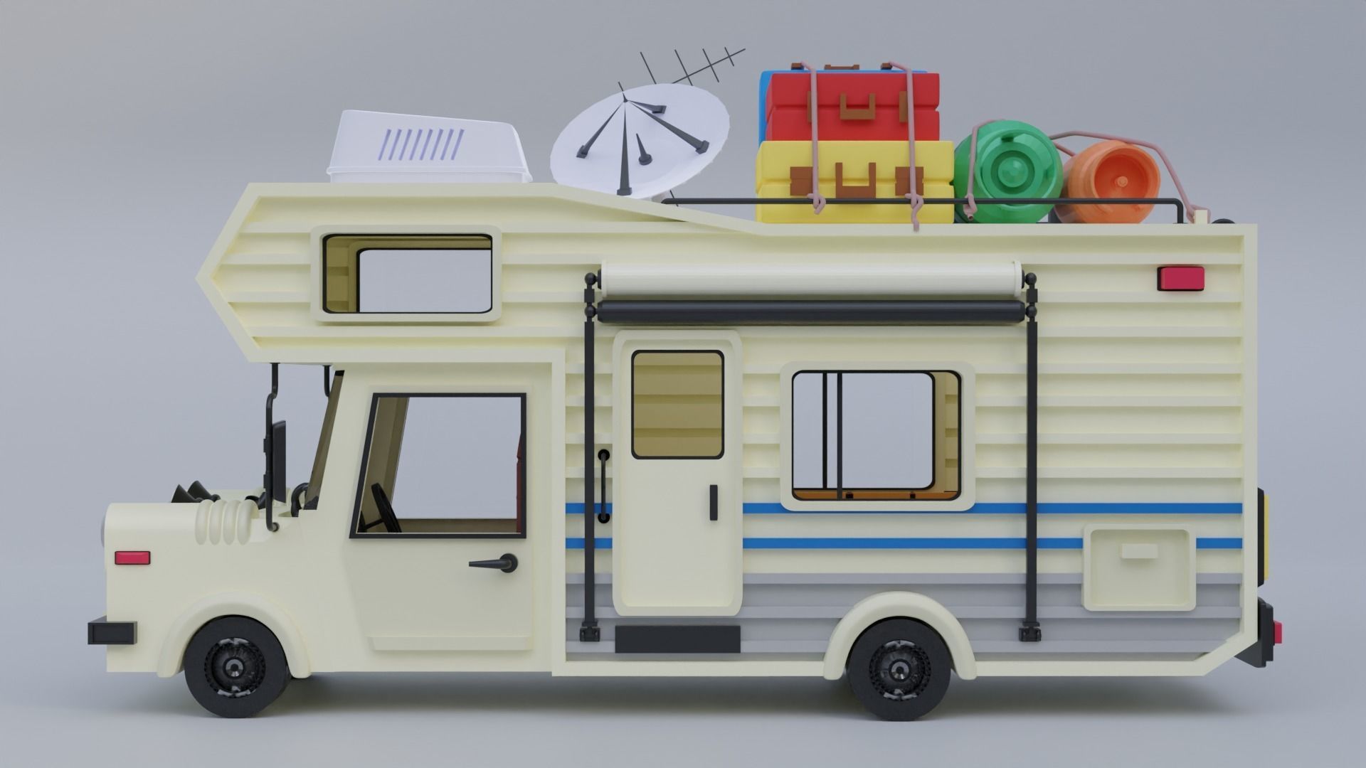 Traveling Van Low-poly 3D model_2