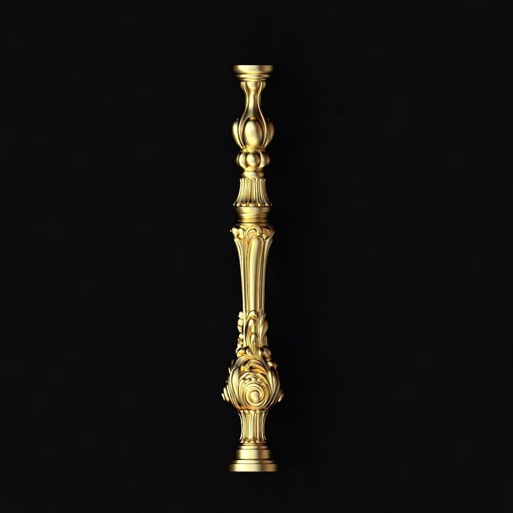 baluster two ornate pillars 3D model_1
