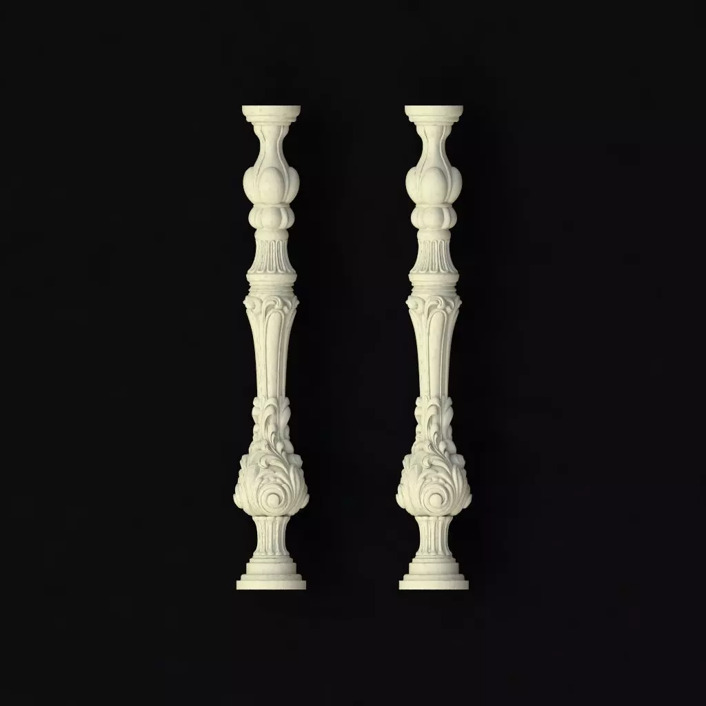 baluster two ornate pillars 3D model_0