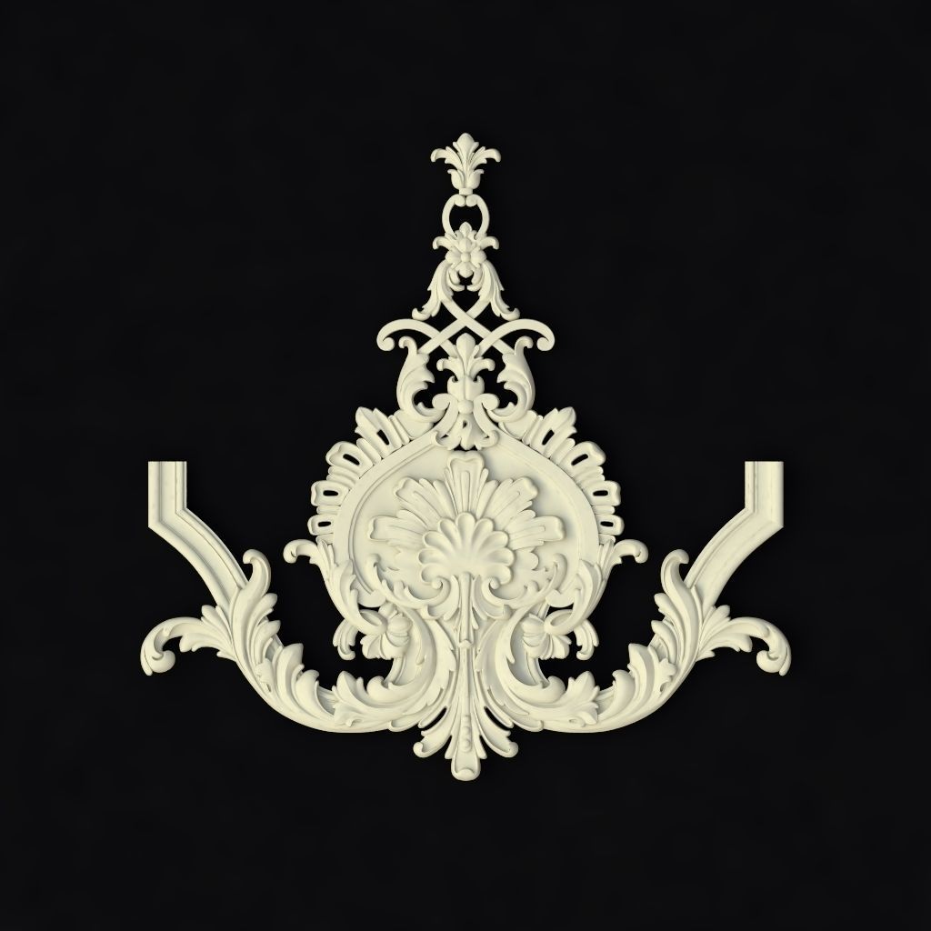 Central decor ornament for furniture 3D model_1