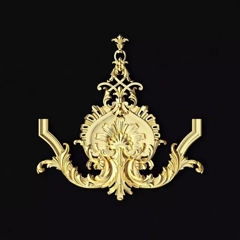 Central decor ornament for furniture 3D model_0