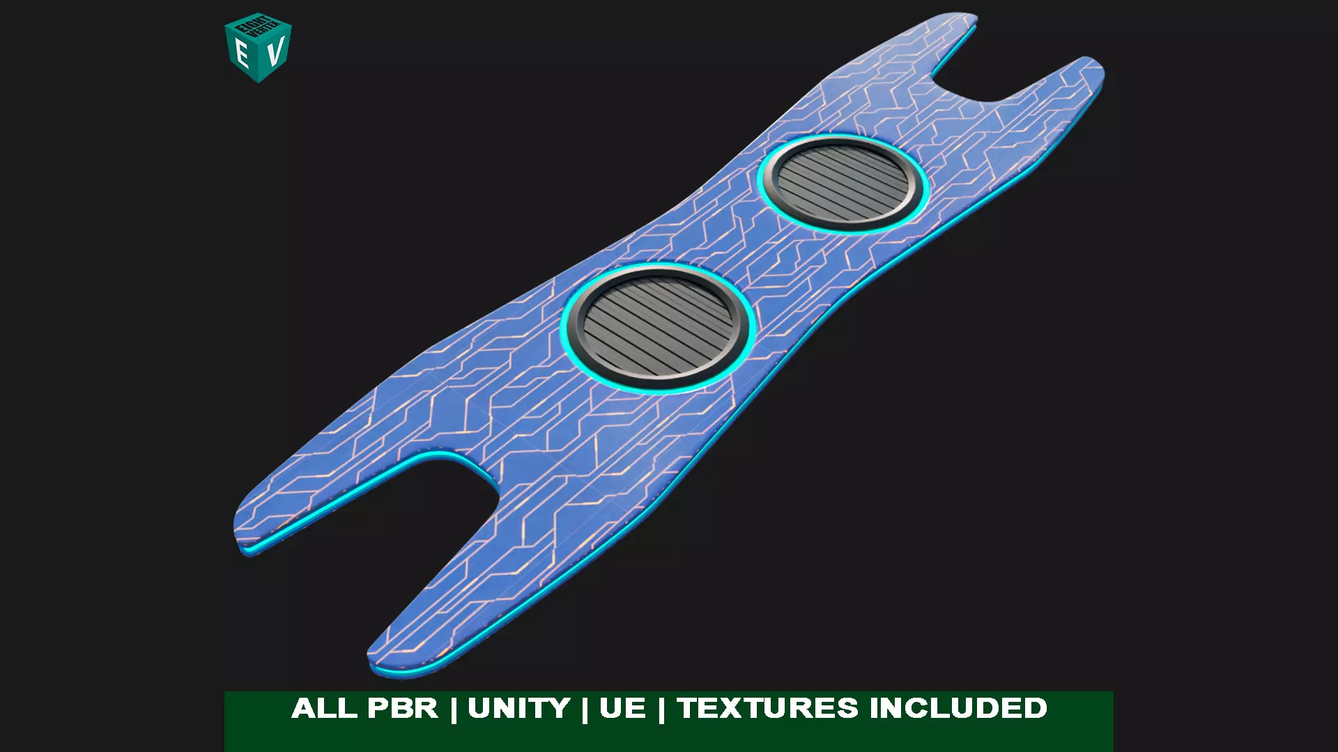 Sci-Fi Hoverboard 1 All PBR Unity UE Textures included Low-poly 3D model_0