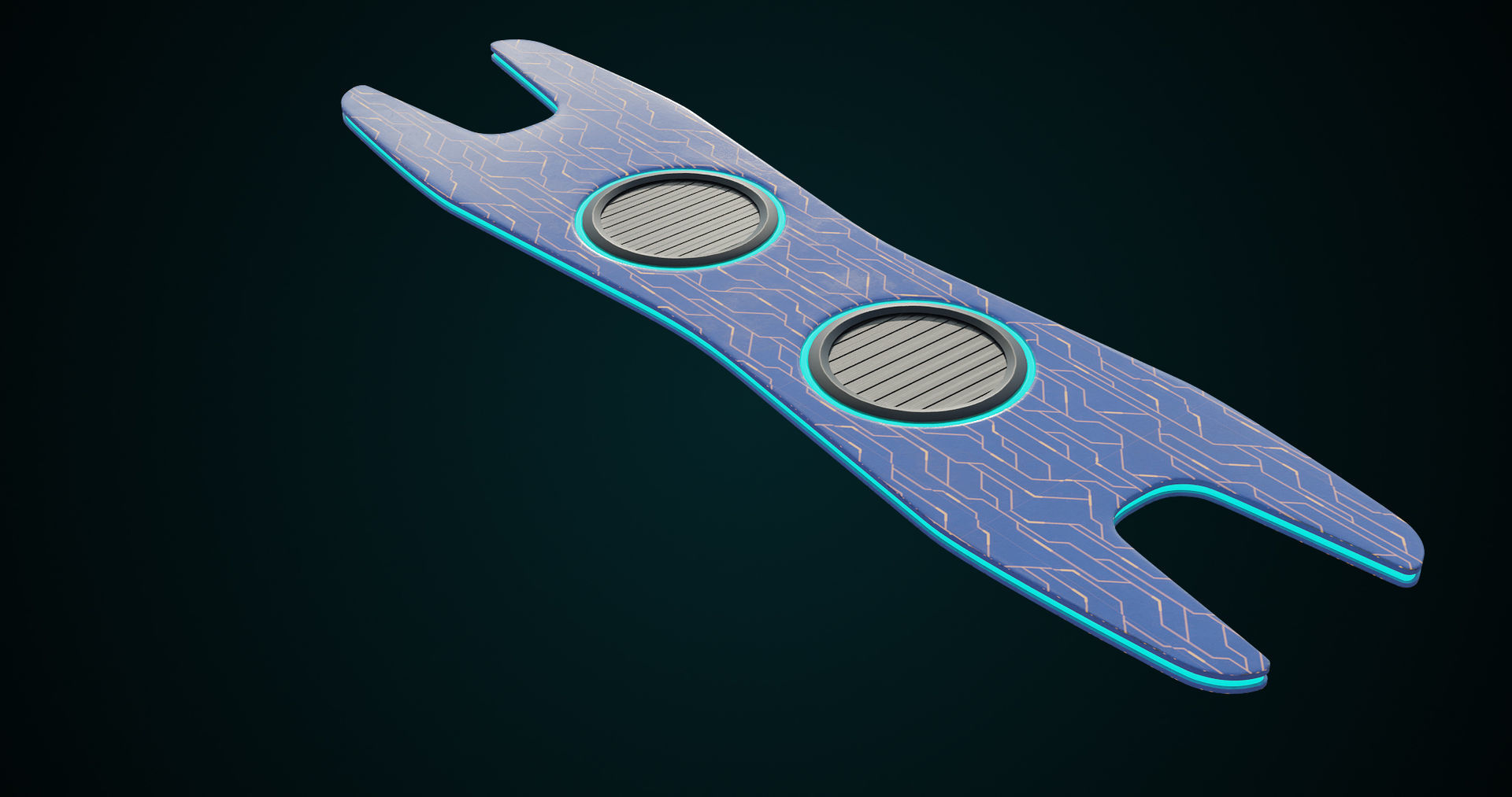 Sci-Fi Hoverboard 1 All PBR Unity UE Textures included Low-poly 3D model_4