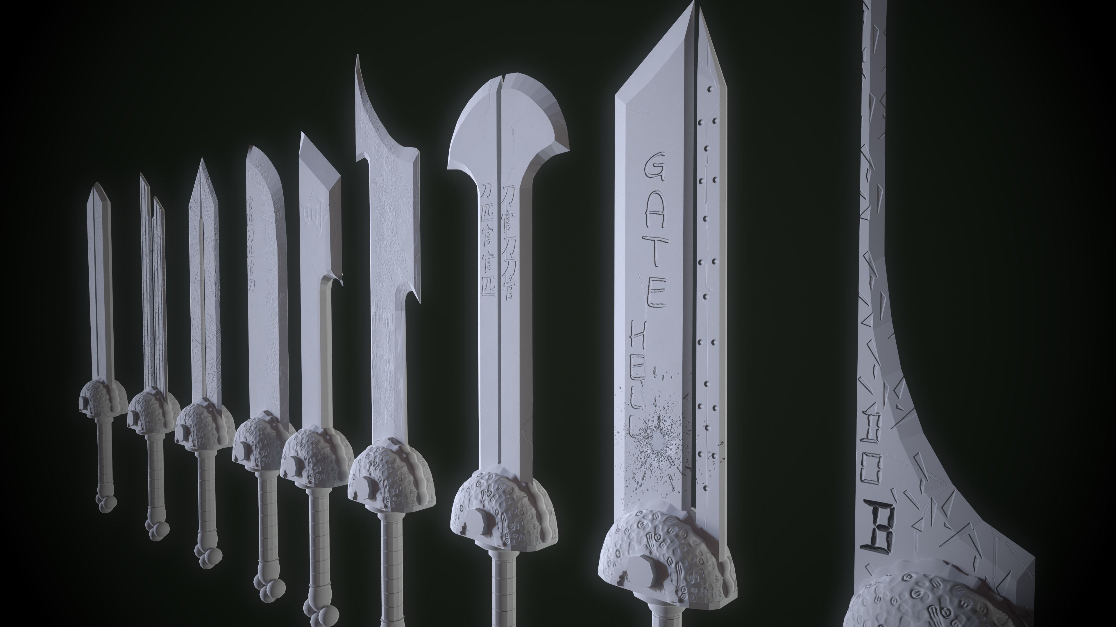 10 Swords pack Low-poly 3D model_2