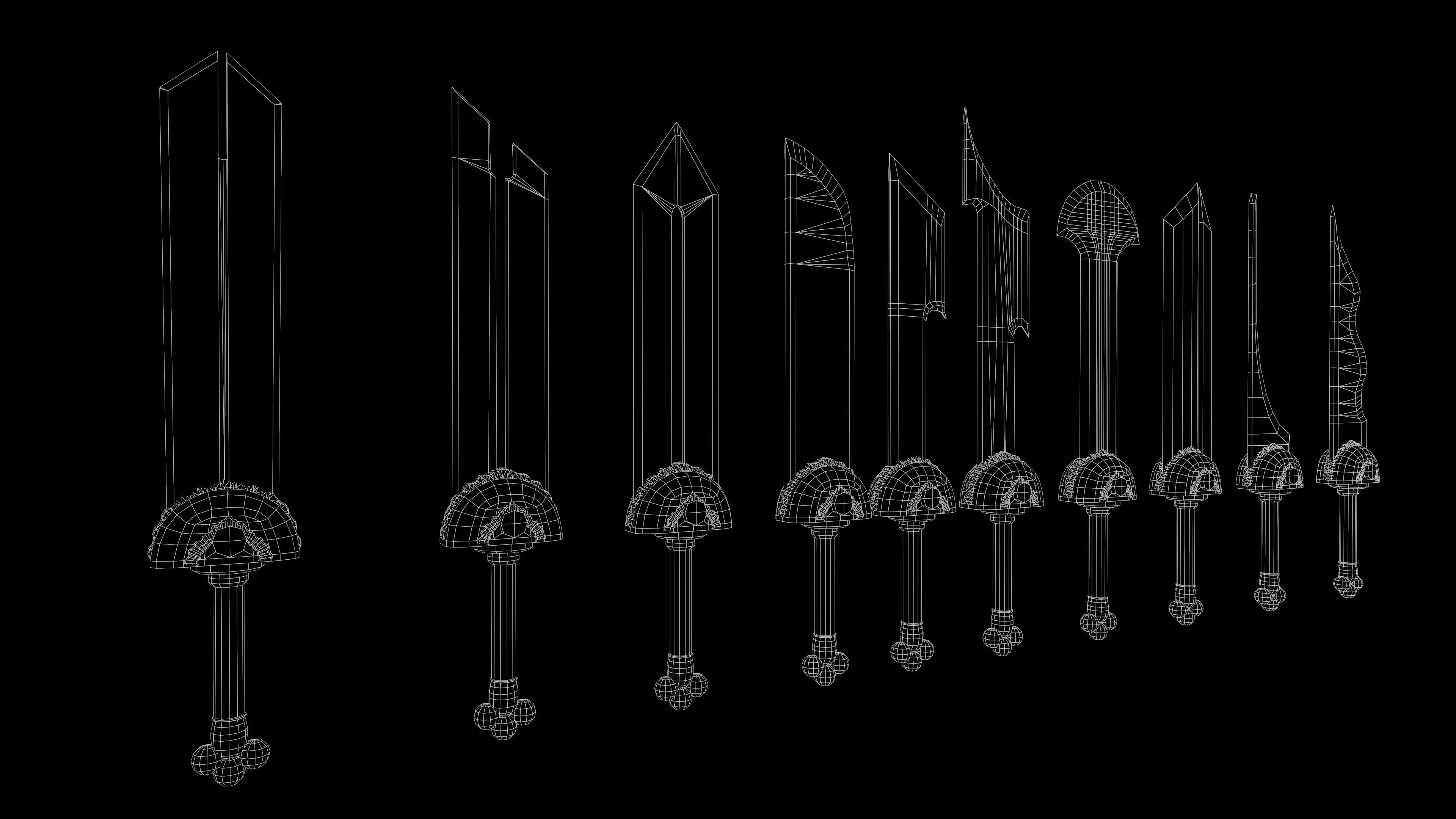 10 Swords pack Low-poly 3D model_7
